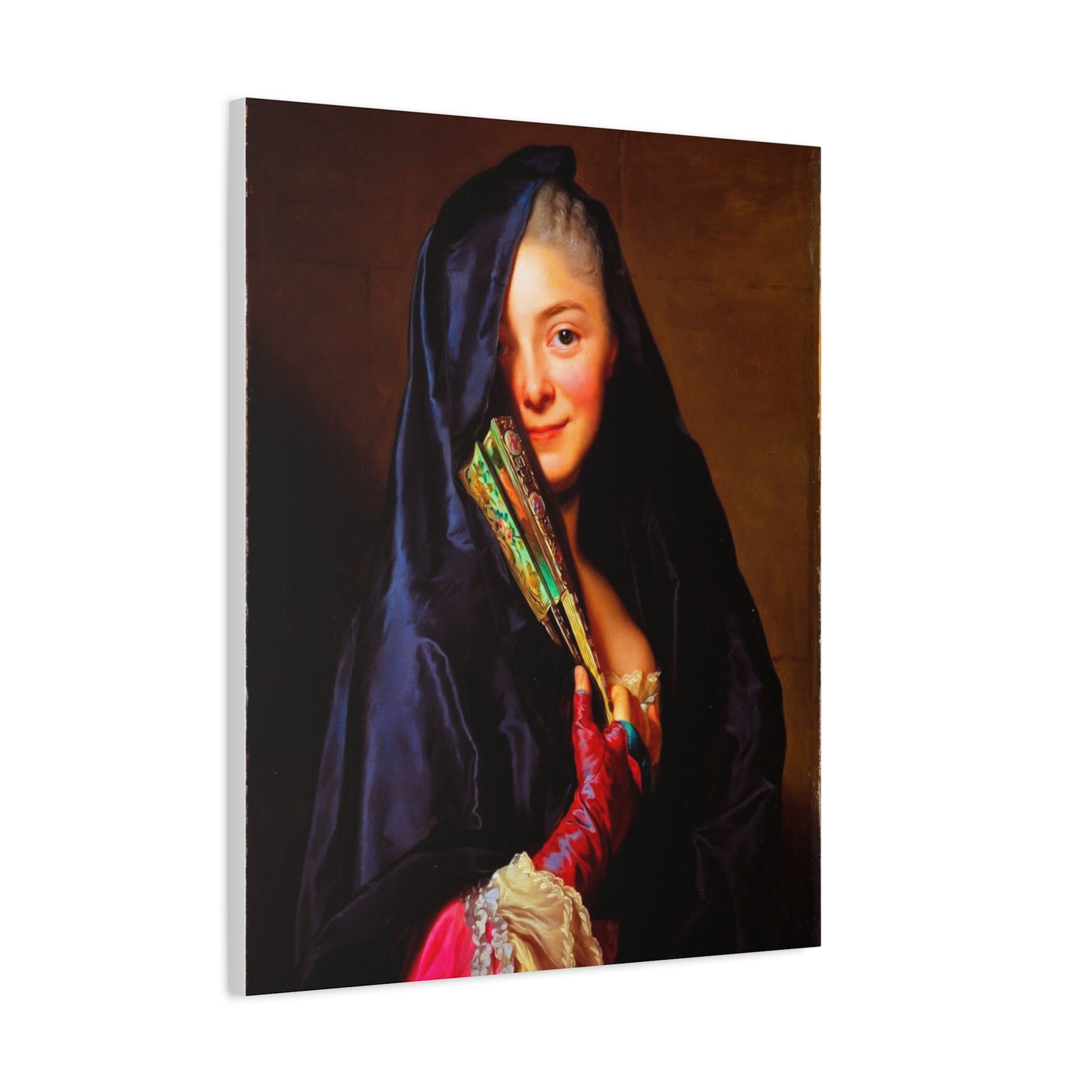 Vintage Portrait Canvas Print — Elegant Lady with Fan Matte Stretched Wall Art