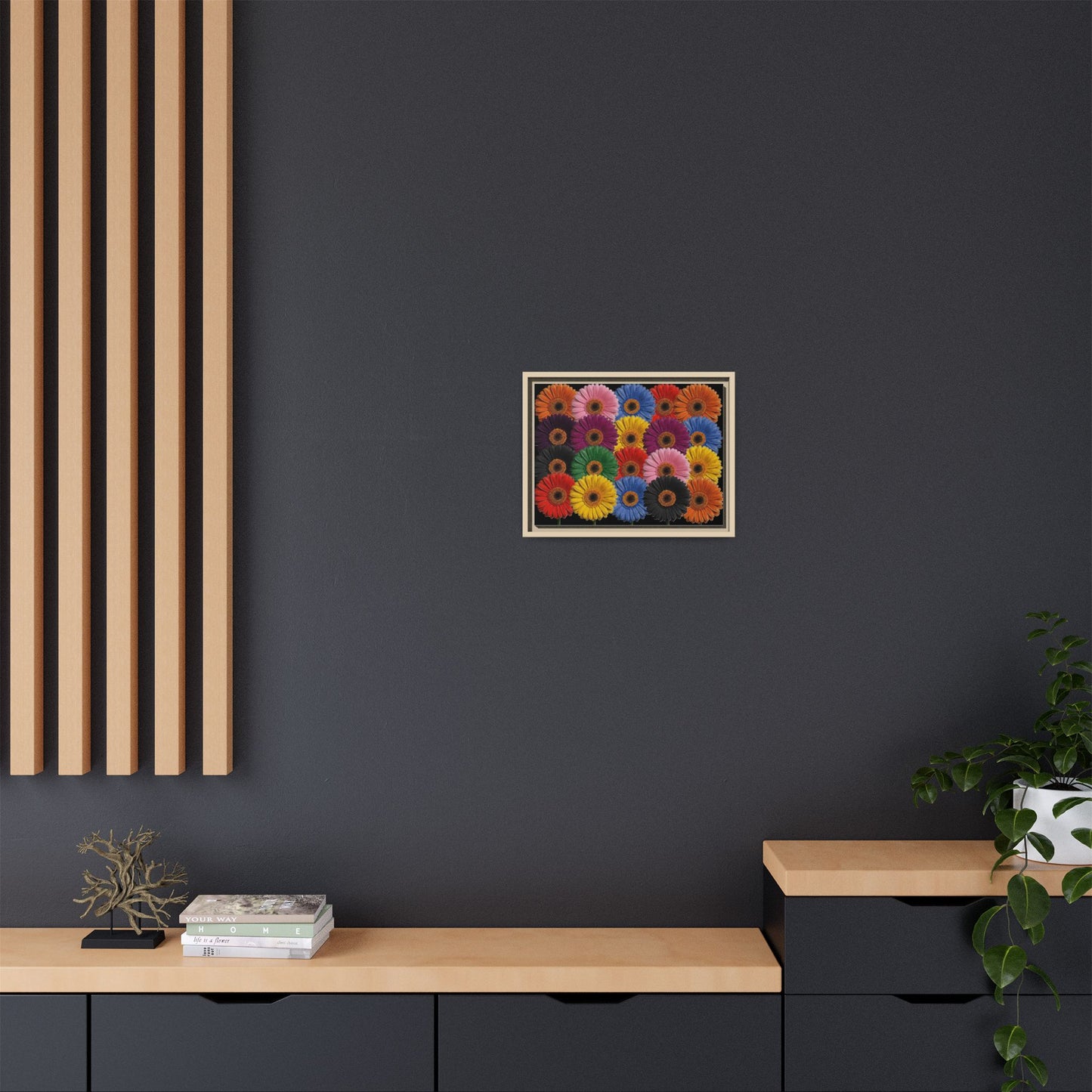 Framed Matte Canvas - Rainbow Gerbera Daisy Wall Art