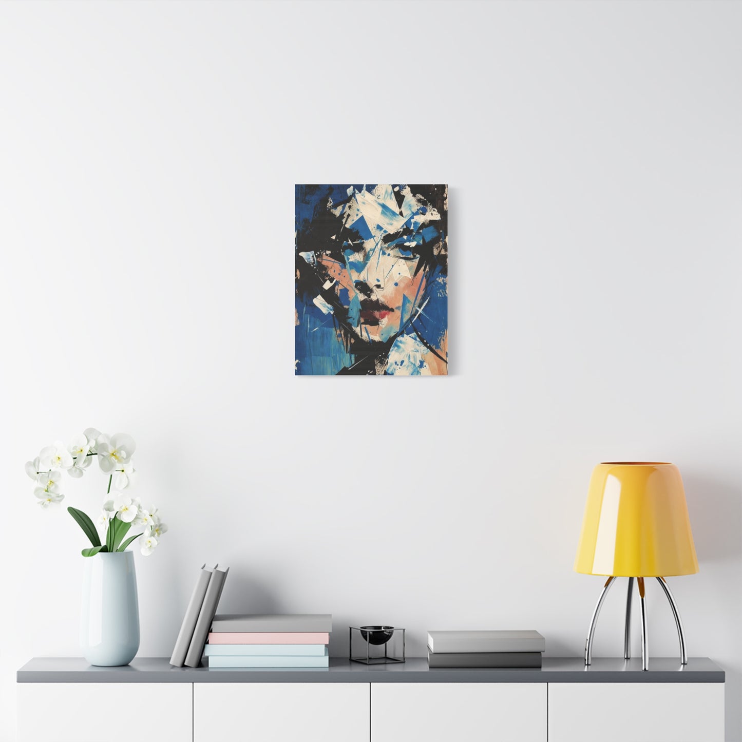 Abstract Blue Portrait Canvas Print — Modern Stretched Wall Art