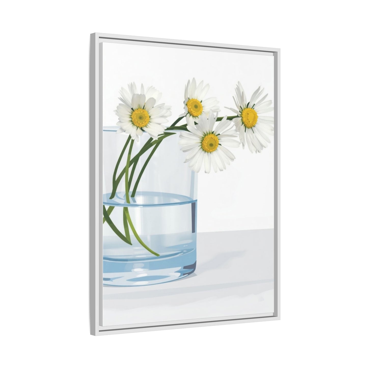 Framed Daisy Canvas Print — Minimal Botanical Wall Art