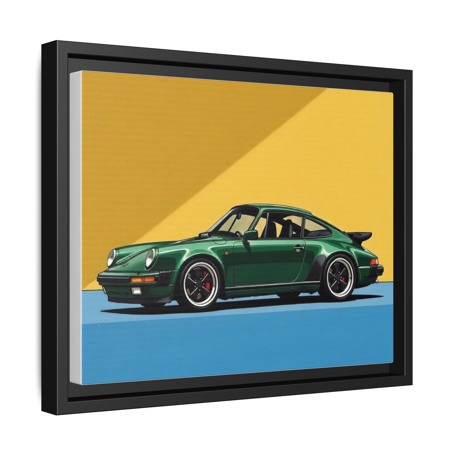 Framed Matte Canvas — Green Sports Car Wall Art