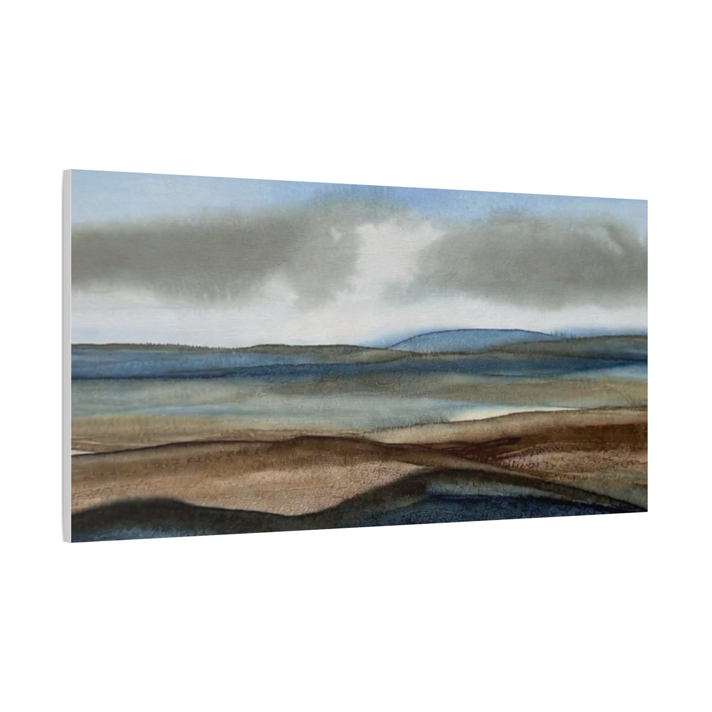 Coastal Mist Matte Canvas Print — Serene Blue-Brown Landscape Wall Art