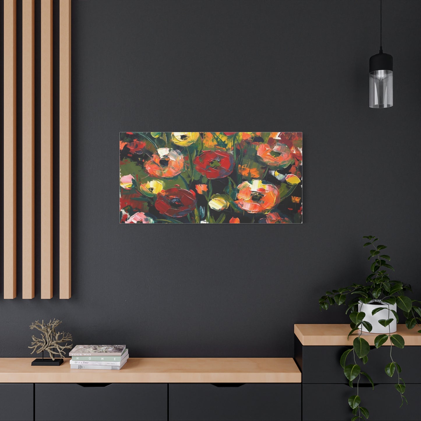 Bold Floral Abstract Canvas Print — Colorful Poppy Wall Art, Matte Stretched 1.25"