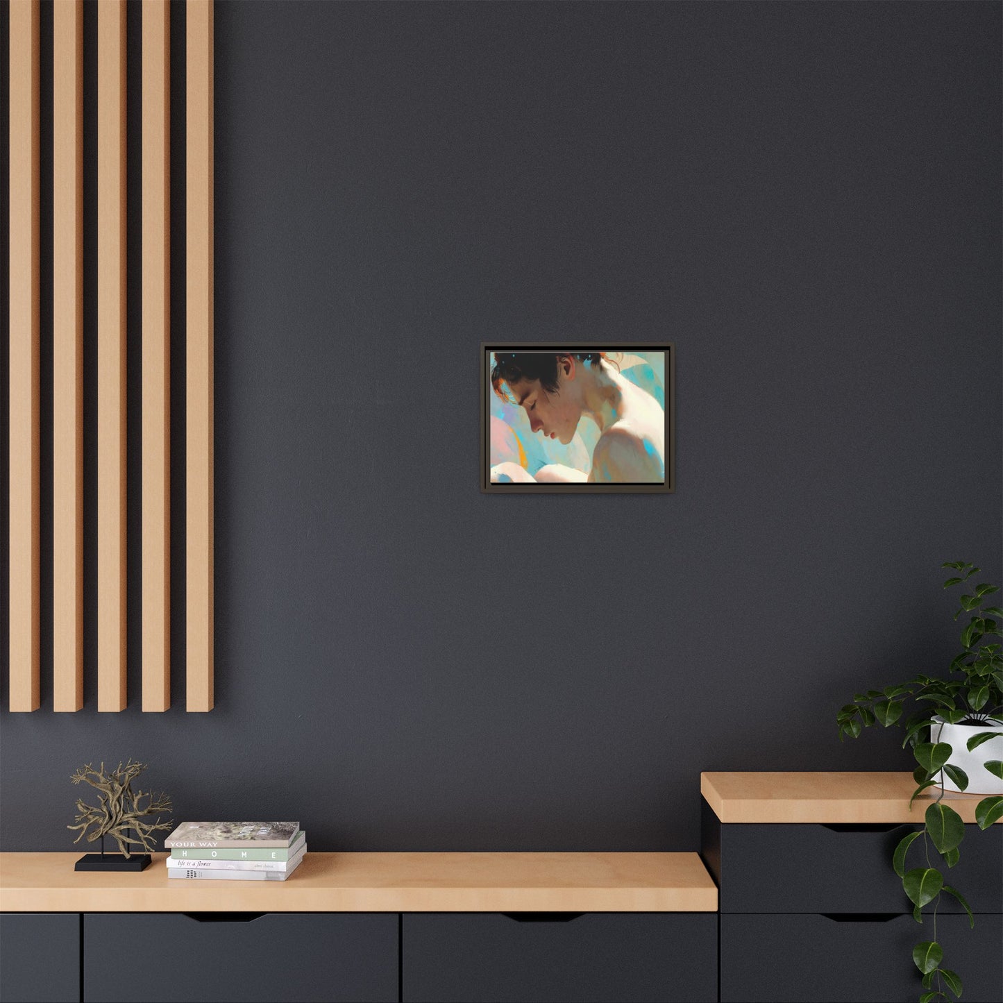 Framed Matte Canvas Print — Dreamy Portrait Art (Multi‑Color)