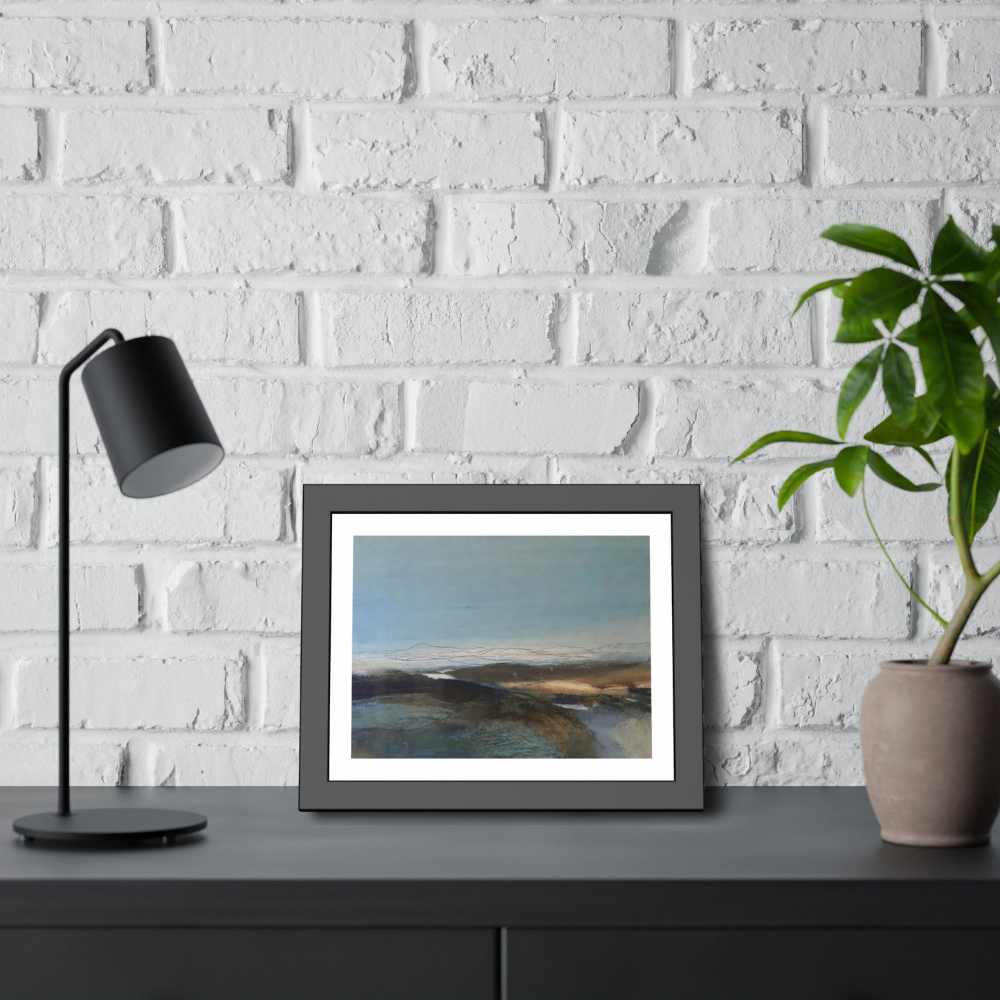 Framed Landscape Poster — Serene Blue Abstract Wall Art