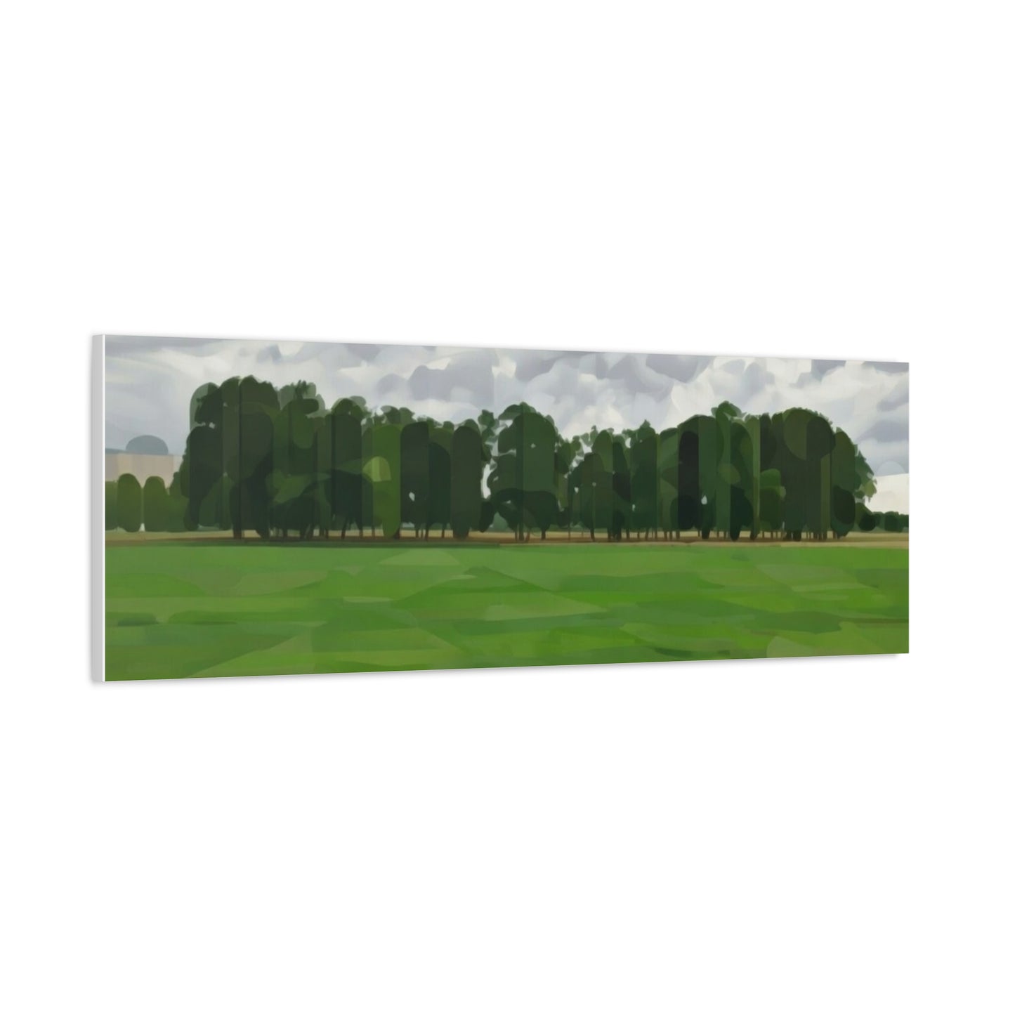 Green Field Landscape Canvas Print — Tranquil Park Scene Matte Stretched Canvas