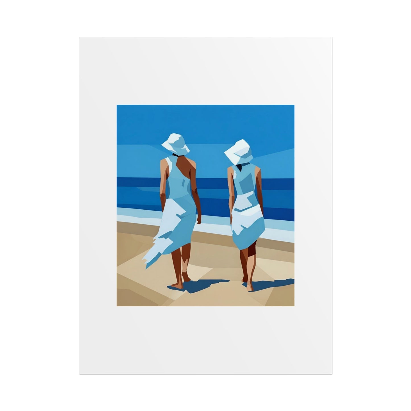 Beach Stroll Art Poster — Minimalist Coastal Print (Rolled Poster)