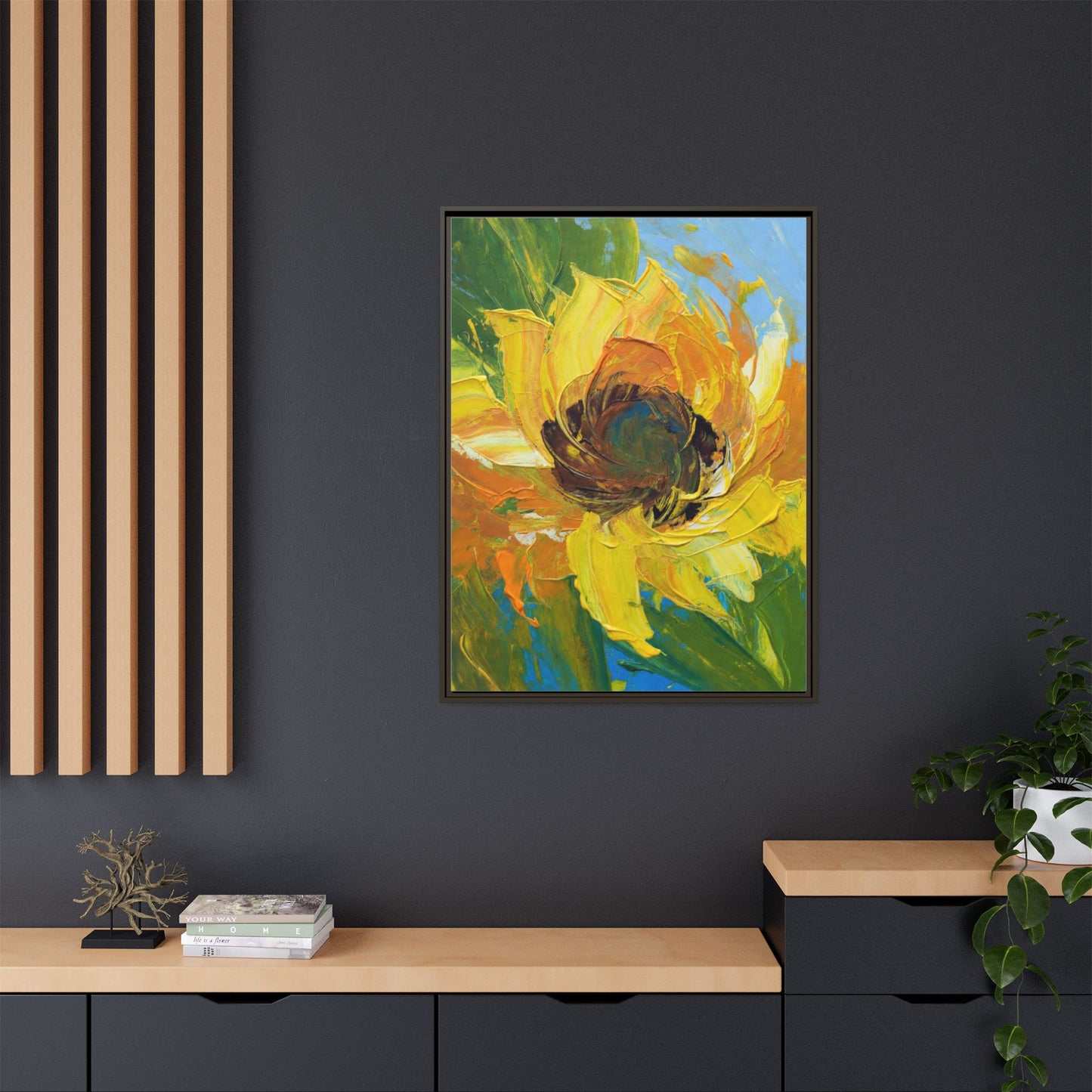 Framed Sunflower Abstract Matte Canvas Print