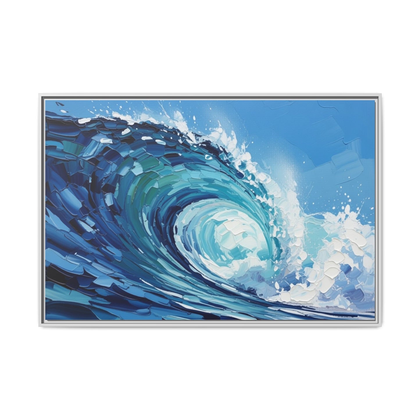 Framed Matte Canvas Wave Art — Blue Ocean Surf Wall Decor