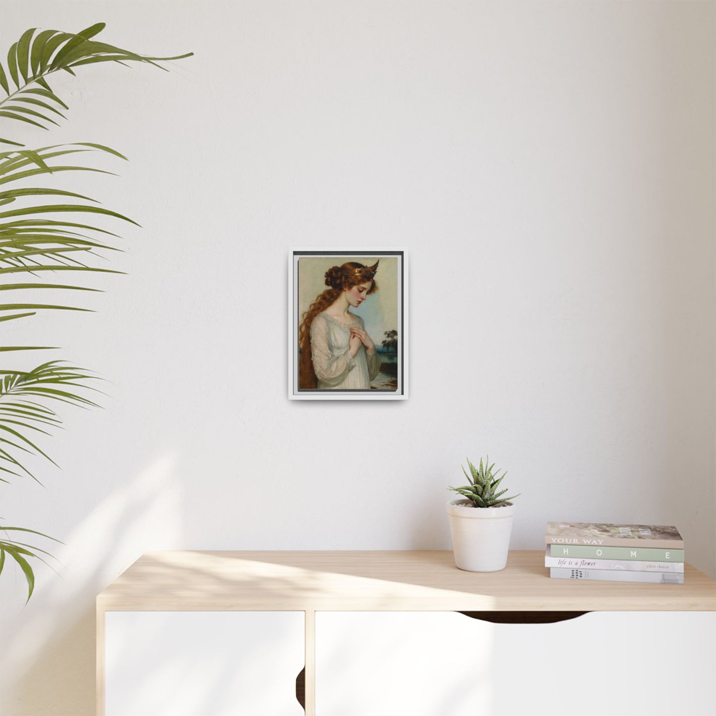 Framed Matte Canvas Print — Vintage Pre-Raphaelite Princess Portrait