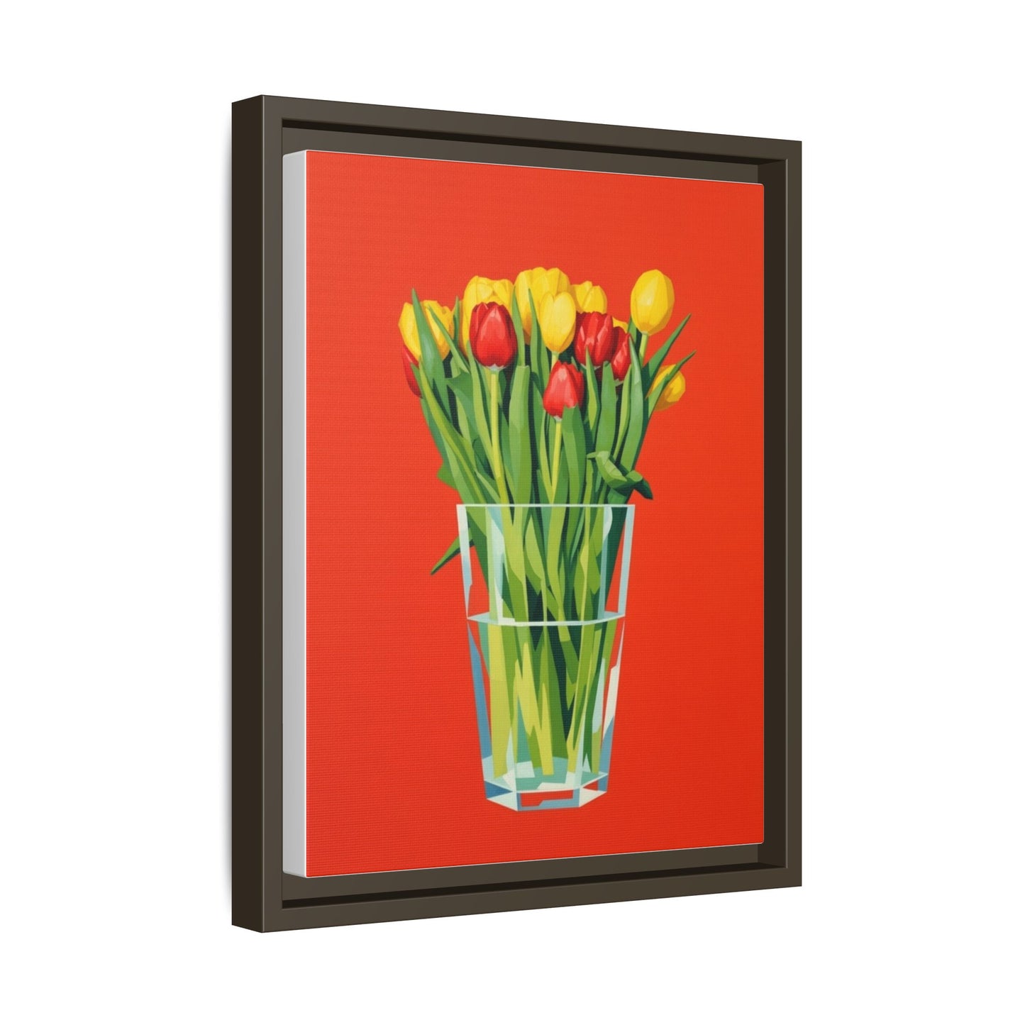 Framed Tulip Bouquet Matte Canvas Art — Vibrant Red Floral Wall Print