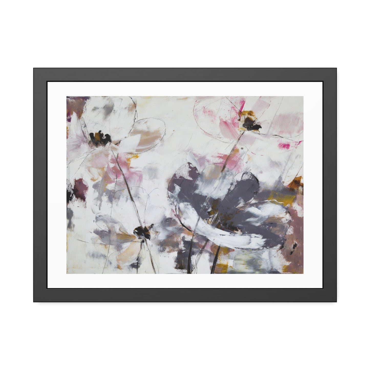Framed Floral Poster Art – Soft Watercolor Poppies Print
