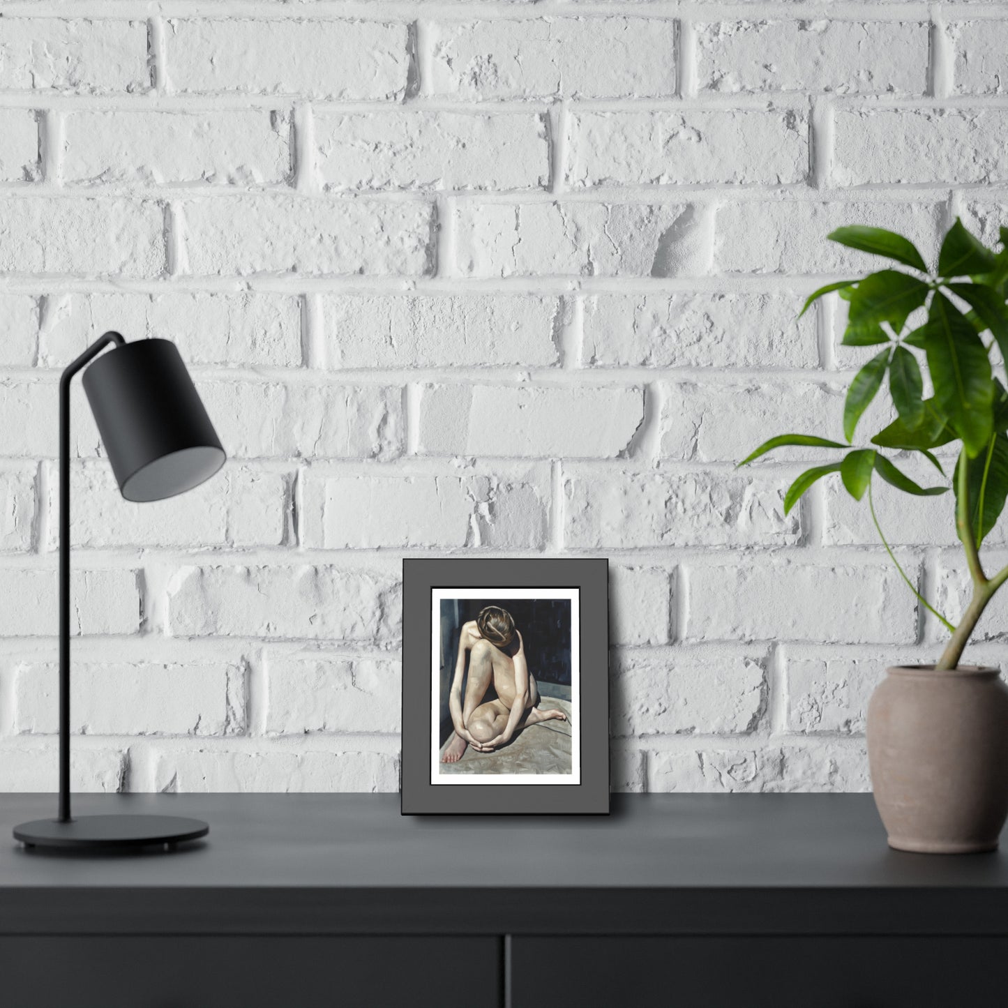 Framed Poster Contemplative Nude Figurative Art Print