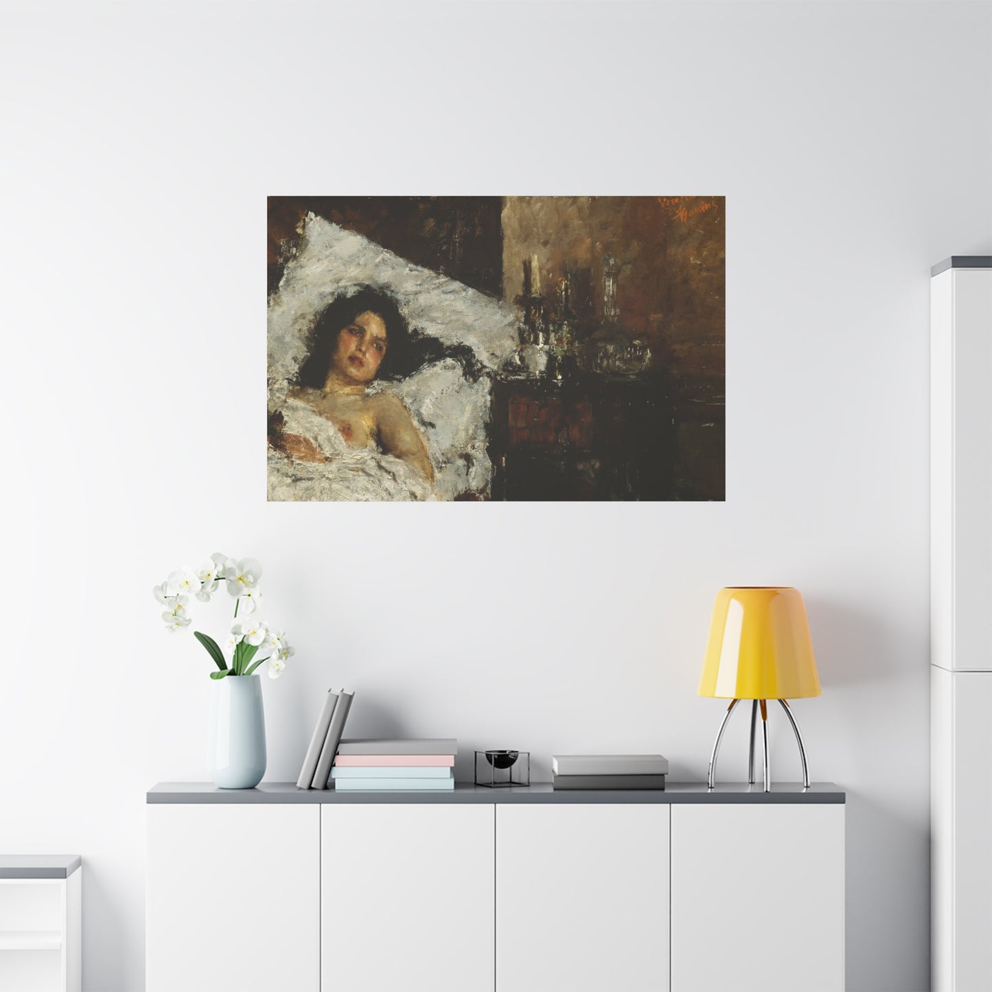 Resting by Antonio Mancini Matte Canvas Wall Art Print