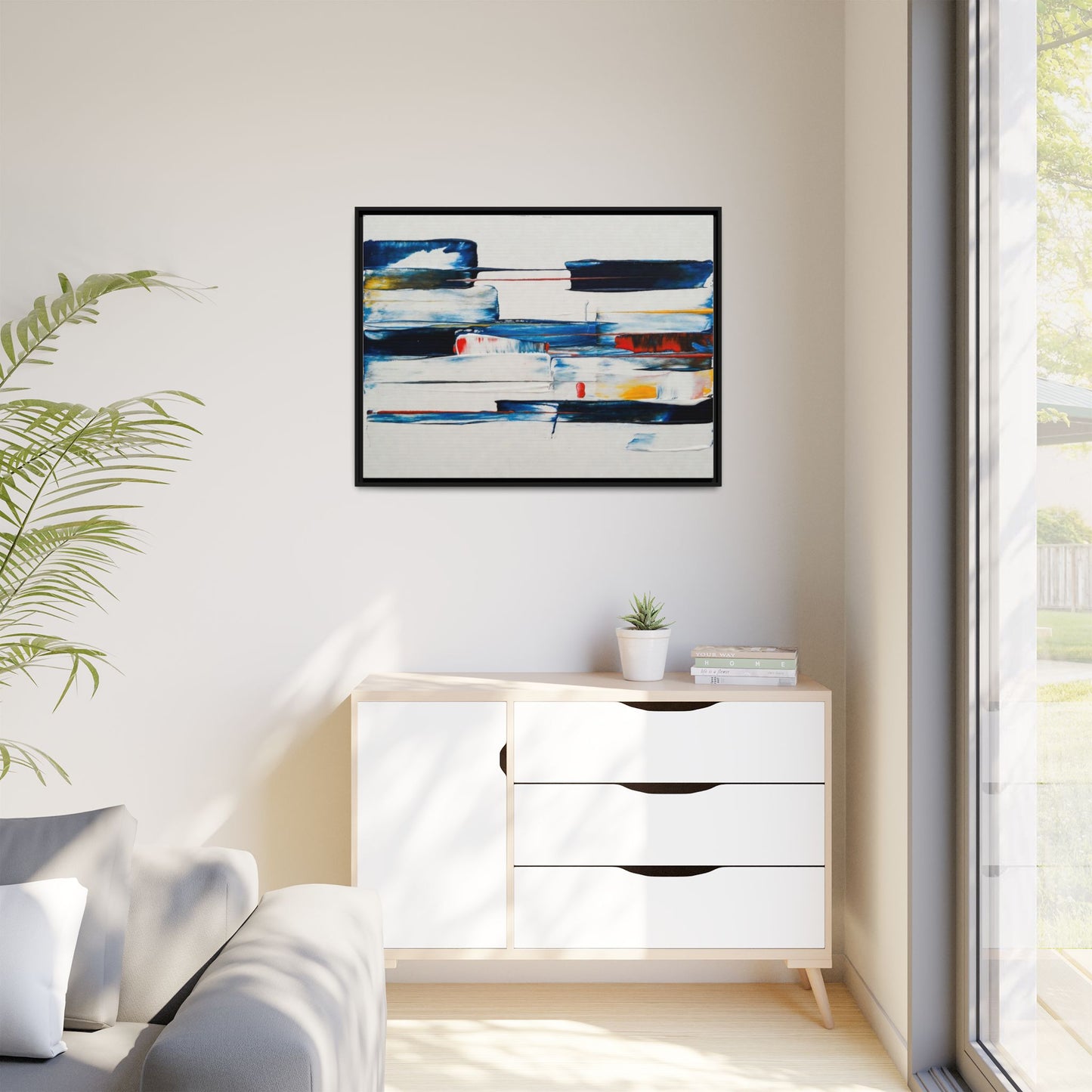 Abstract Coastal Brushstrokes Framed Canvas Print