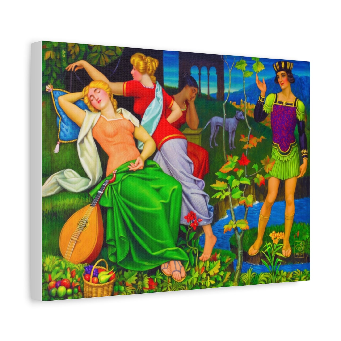 Colorful Renaissance-Inspired Matte Stretched Canvas Art
