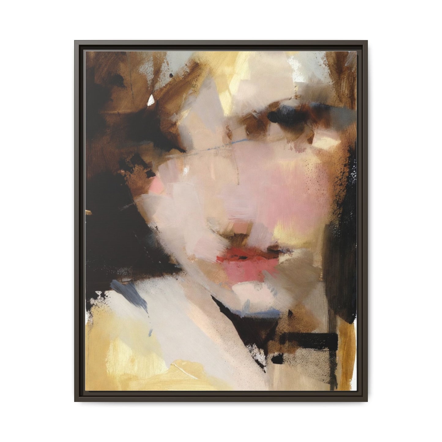 Abstract Portrait Matte Canvas Framed Print — Modern Feminine Wall Art