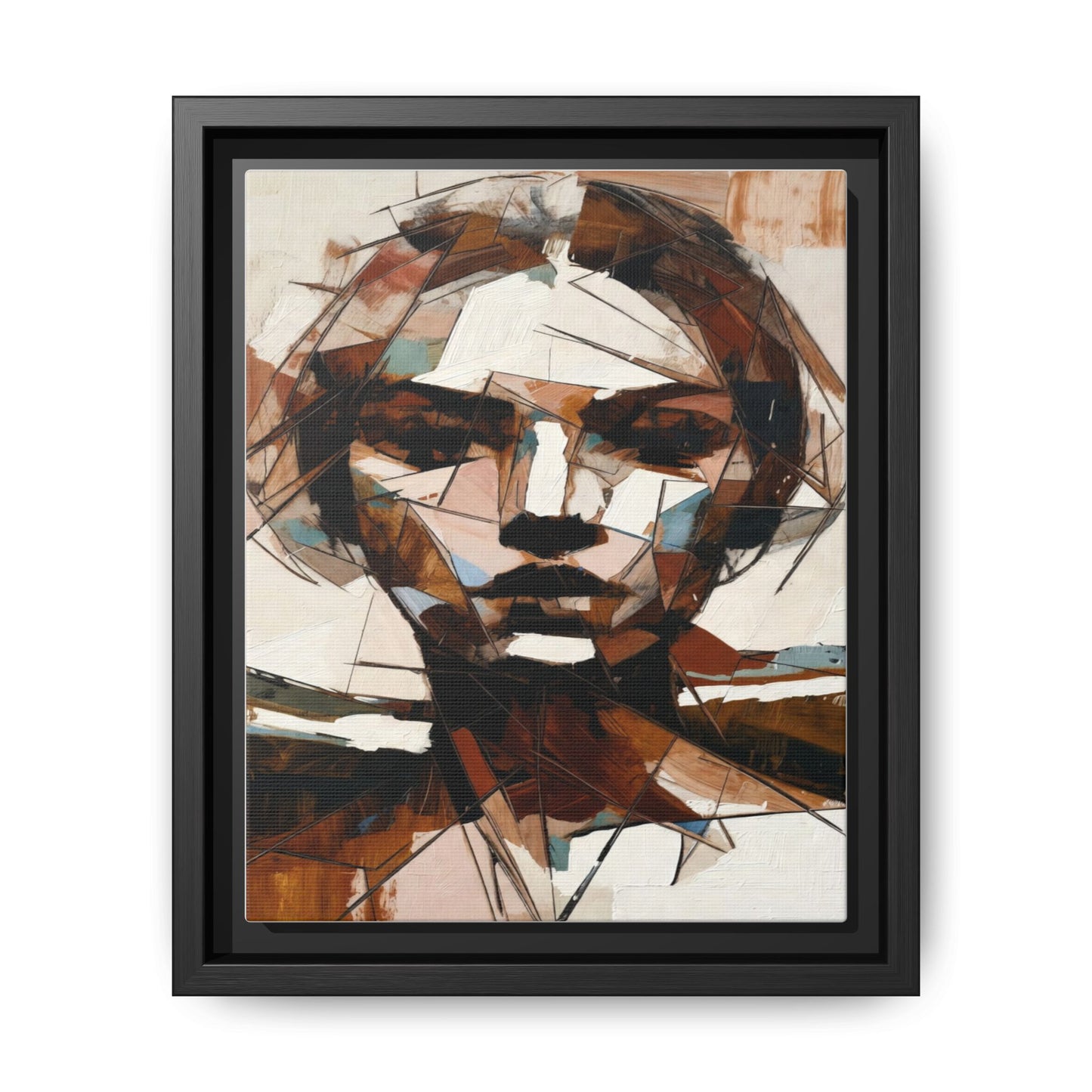 Abstract Woman Portrait Matte Canvas Framed — Geometric Multi-Color Wall Art