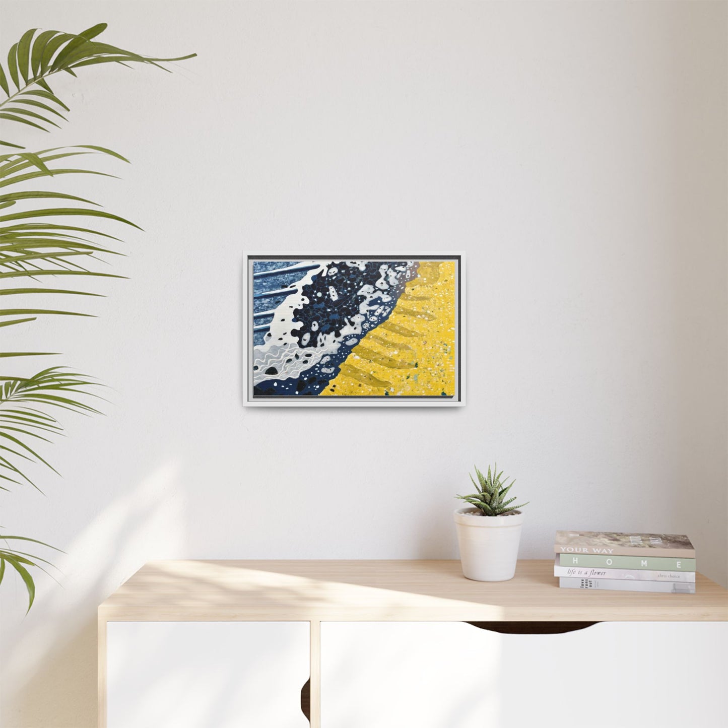 Framed Abstract Ocean & Sand Matte Canvas Print