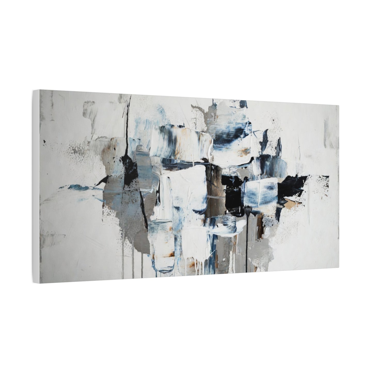 Abstract Blue & Gray Canvas Wall Art — Stretched Matte Canvas