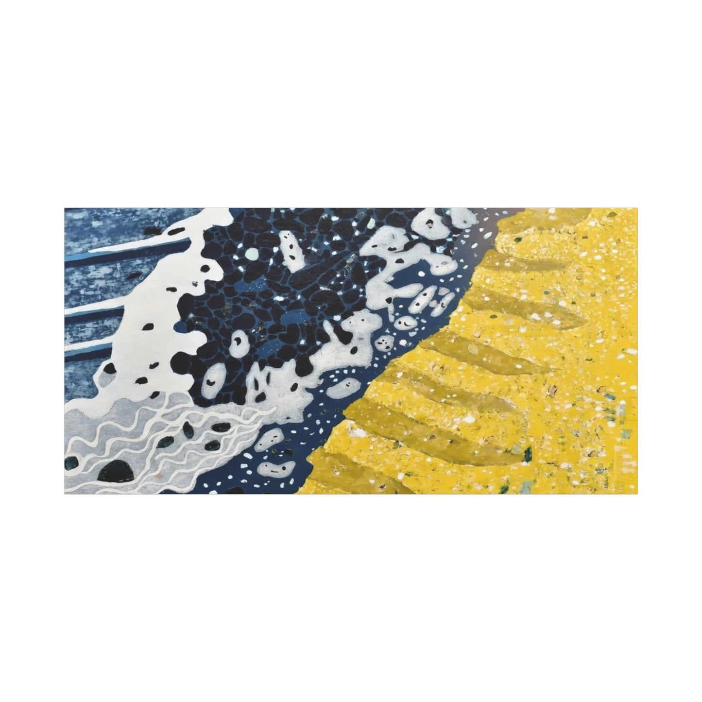 Abstract Blue & Yellow Fluid Art Canvas Print — Matte Stretched Wall Art