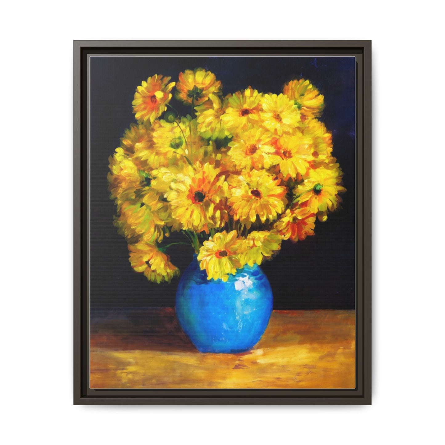 Yellow Daisy Bouquet Matte Canvas Framed Wall Art