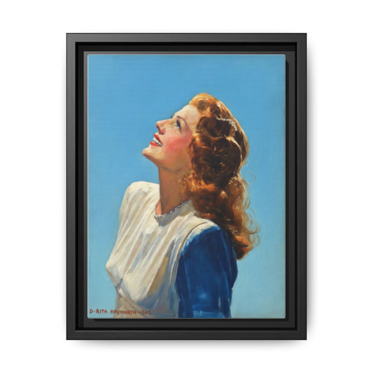 Framed Matte Canvas Wall Art — Vintage Rita Hayworth Portrait