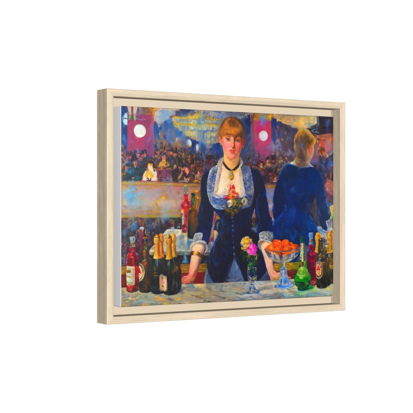 Framed Matte Canvas Print — Vintage Parisian Bar Scene