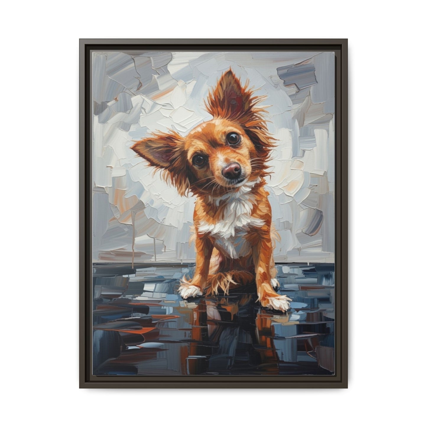 Framed Matte Canvas Print — Playful Brown Dog Portrait