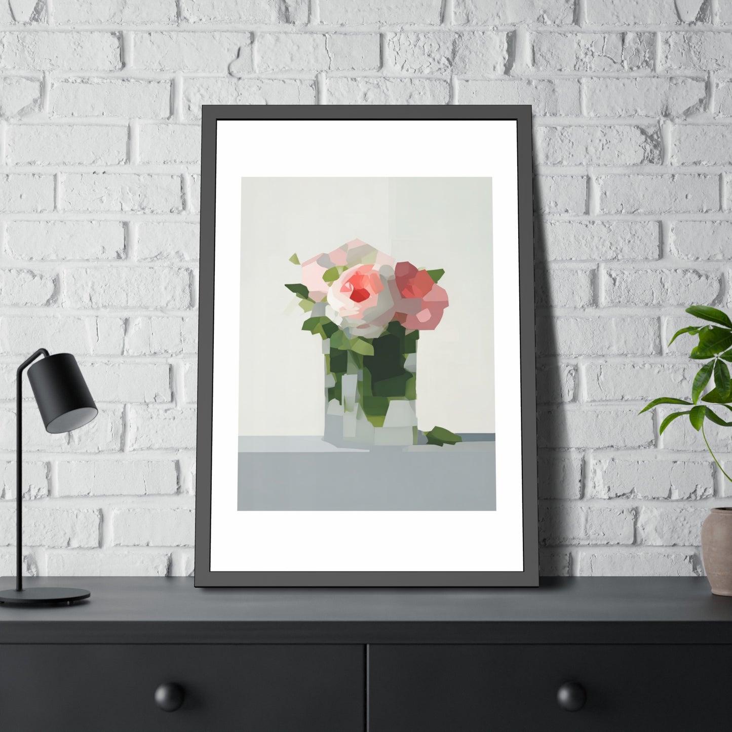 Framed Floral Poster — Modern Abstract Peony Art Print