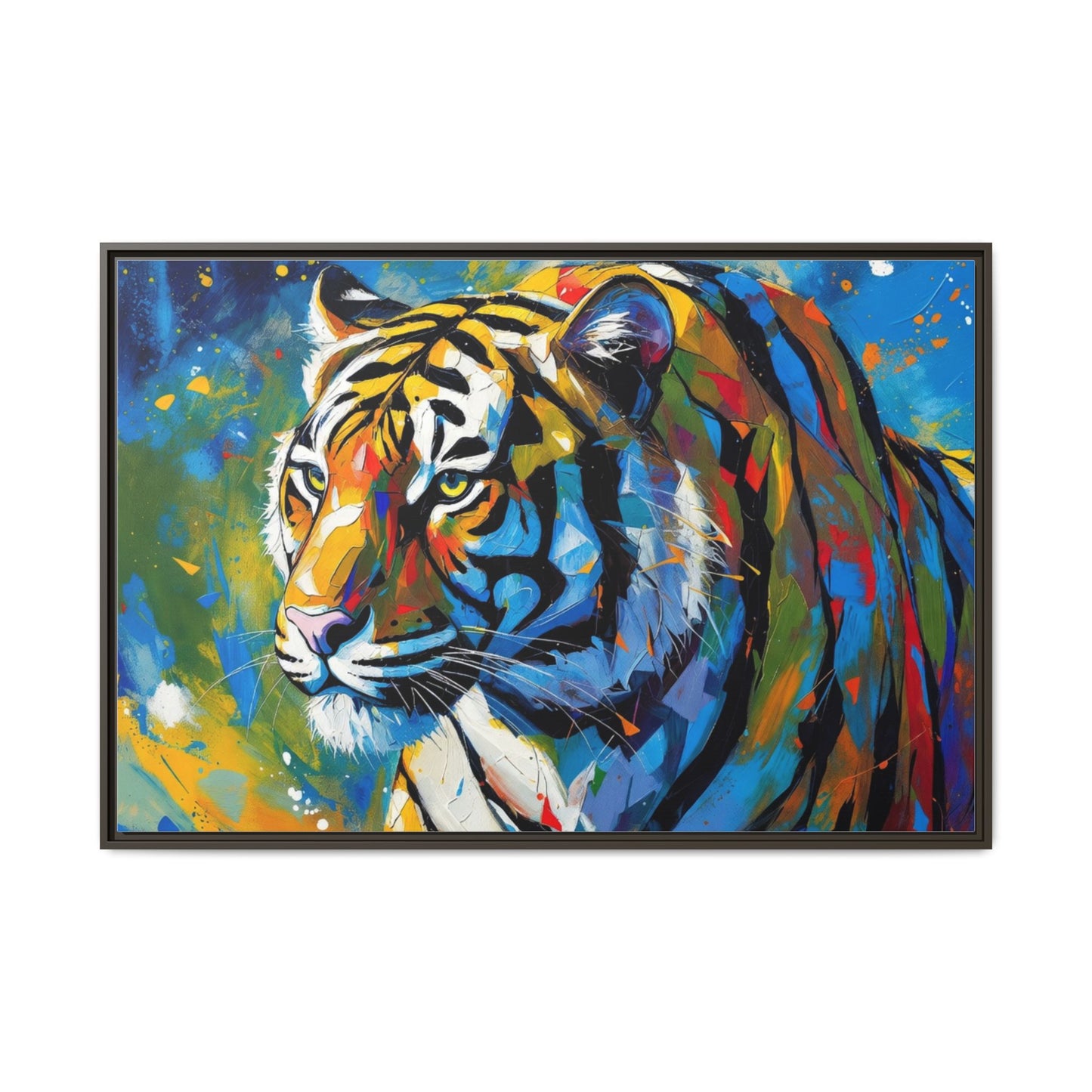 Colorful Tiger Matte Canvas Framed Art — Vibrant Wildlife Wall Decor