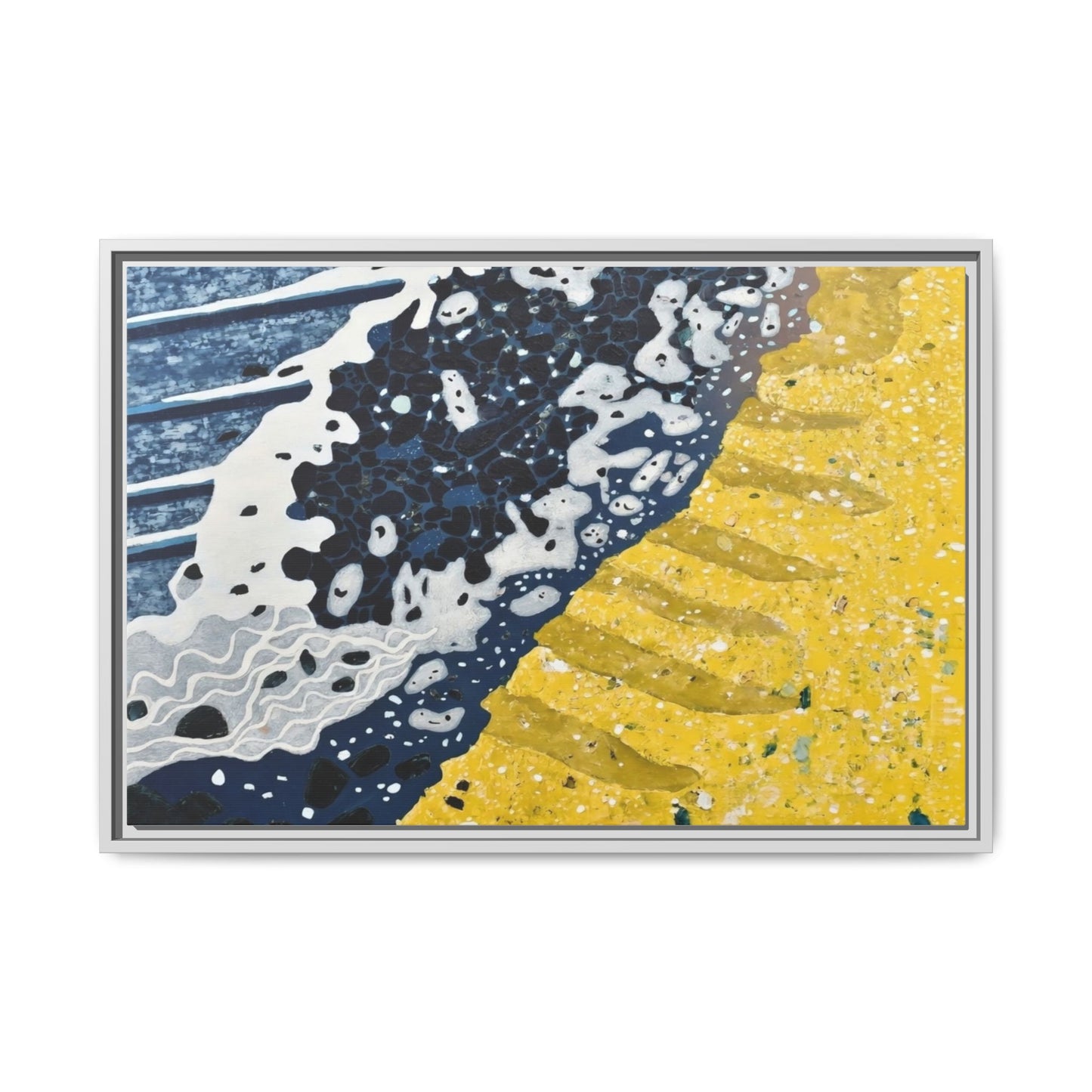 Framed Abstract Ocean & Sand Matte Canvas Print