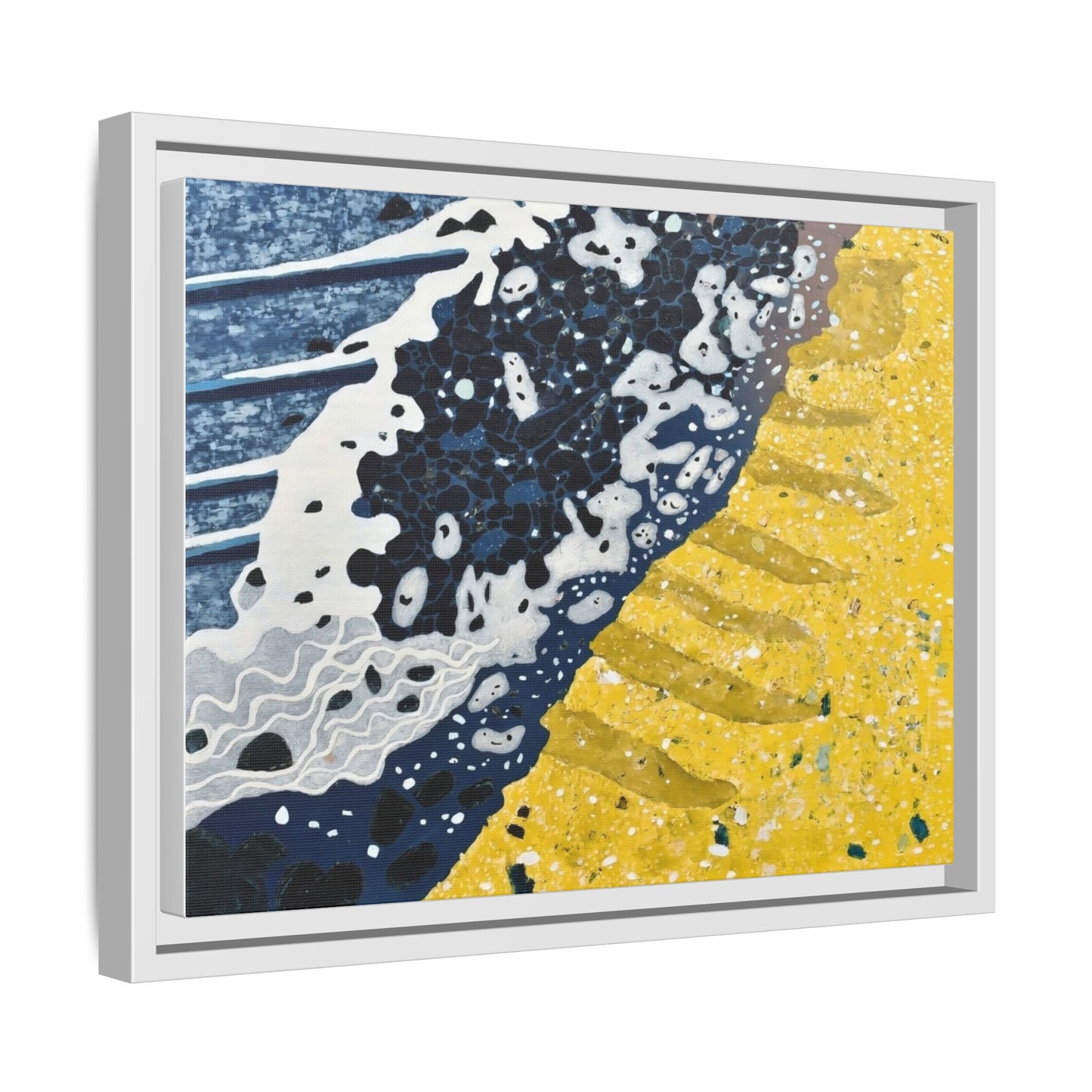 Framed Abstract Ocean & Sand Matte Canvas Print