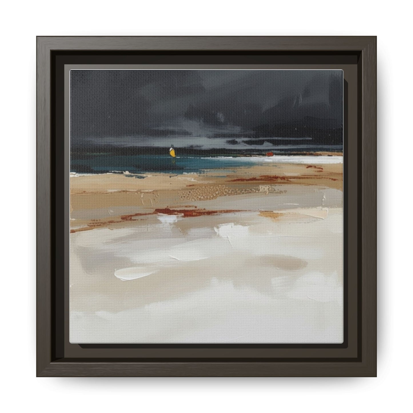 Framed Matte Canvas Beachscape Art Print — Coastal Abstract Wall Decor