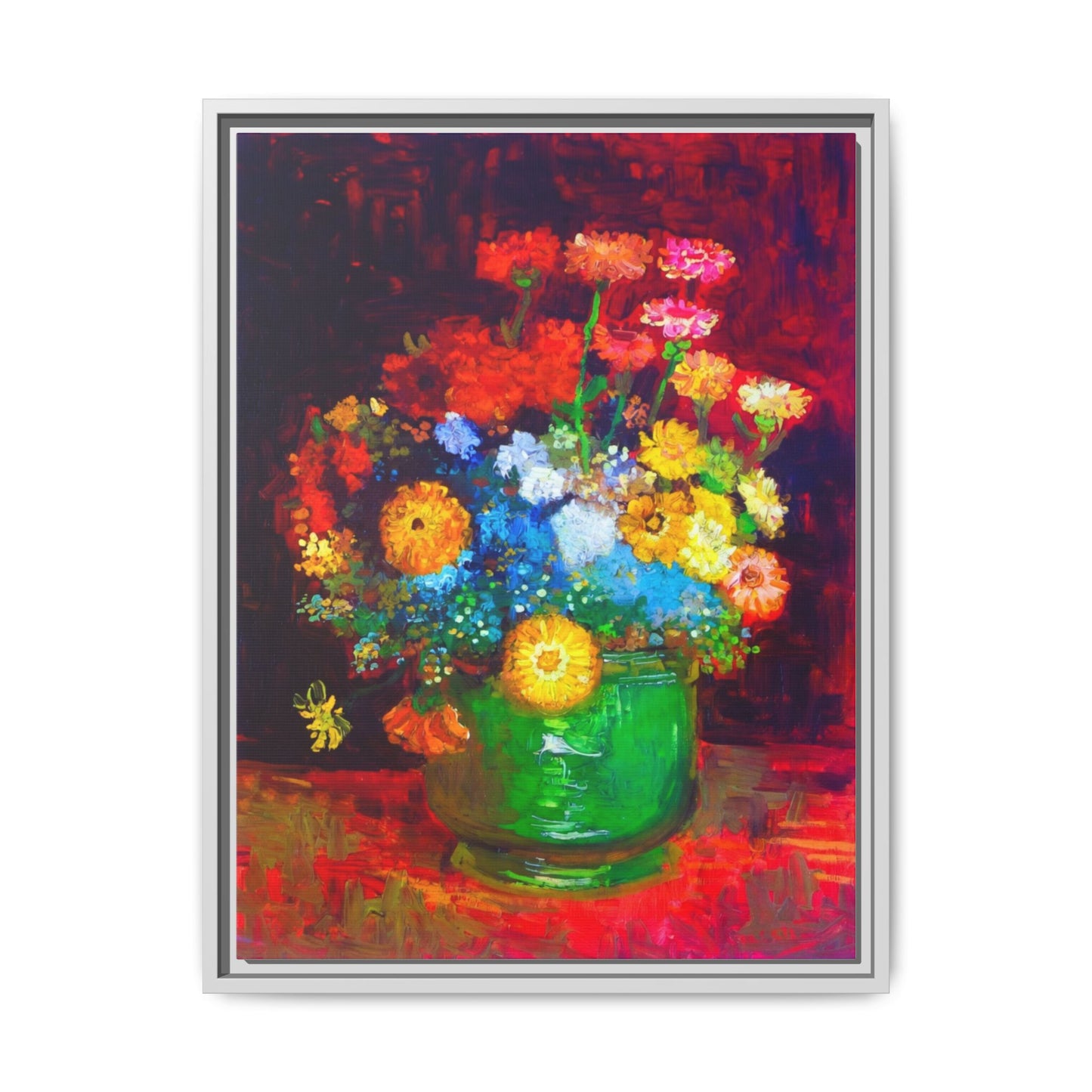 Framed Floral Canvas Print — Colorful Bouquet Wall Art