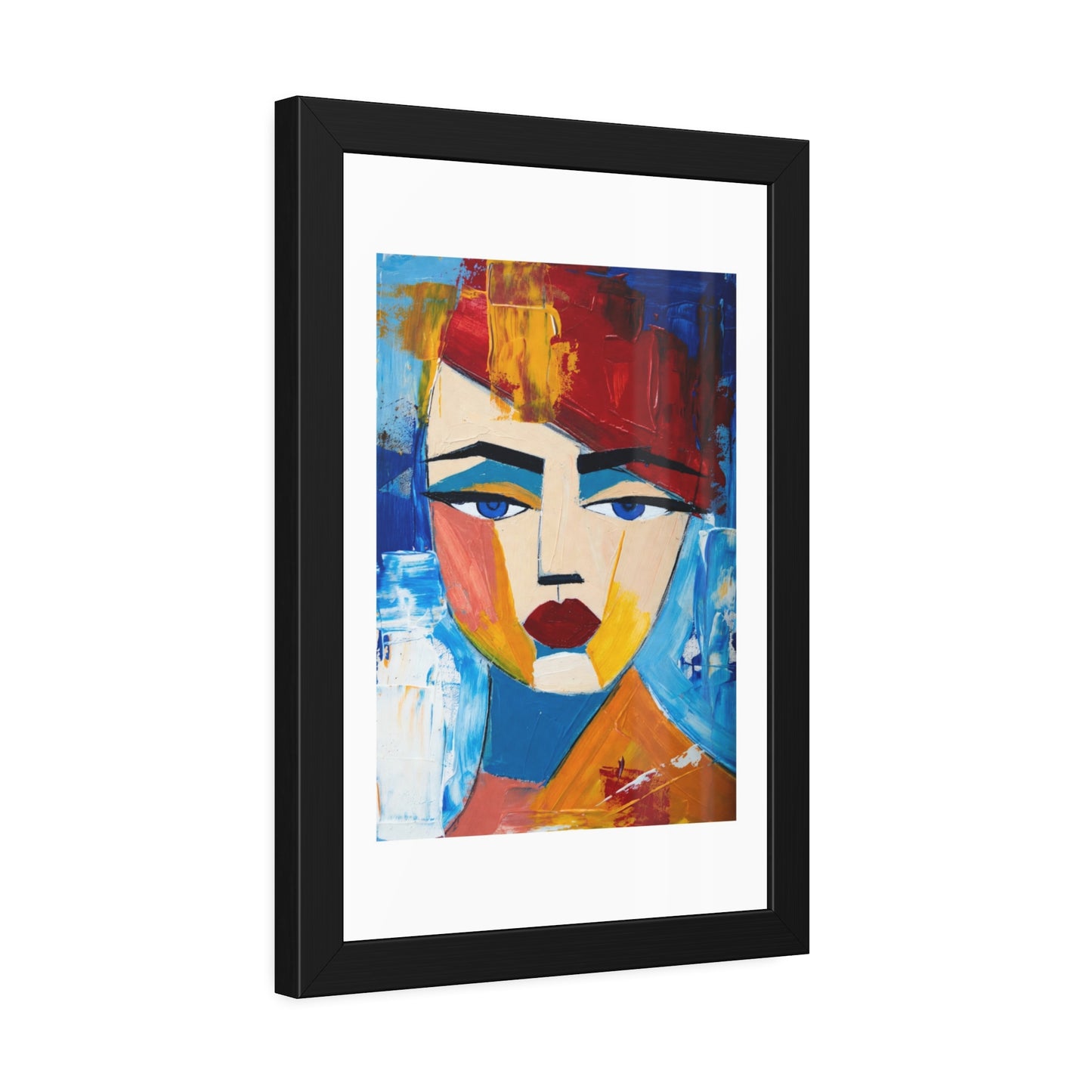 Abstract Colorful Face Framed Poster — Modern Pop Art Wall Print