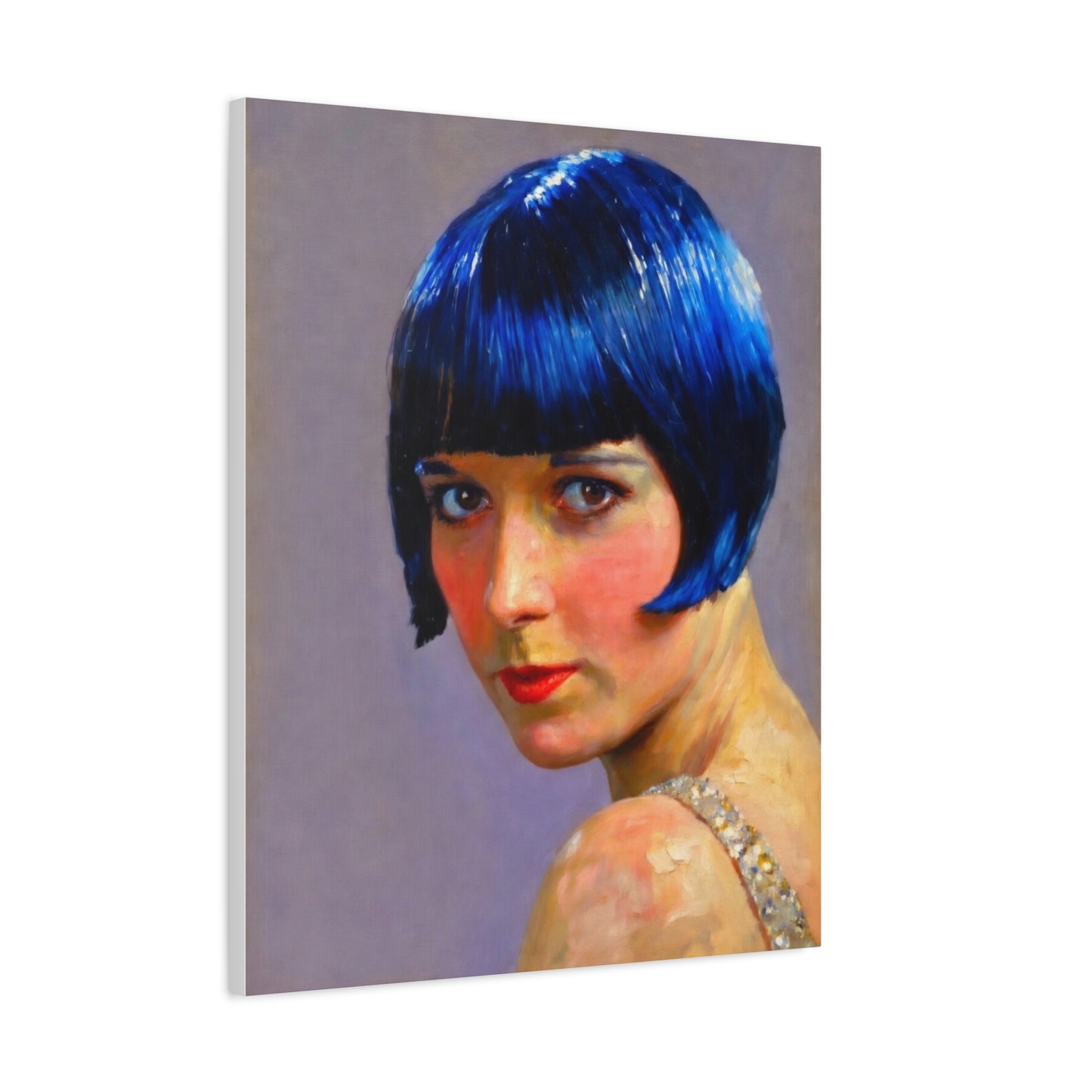 Blue Bob Portrait Matte Canvas Print - Stretched Wall Art