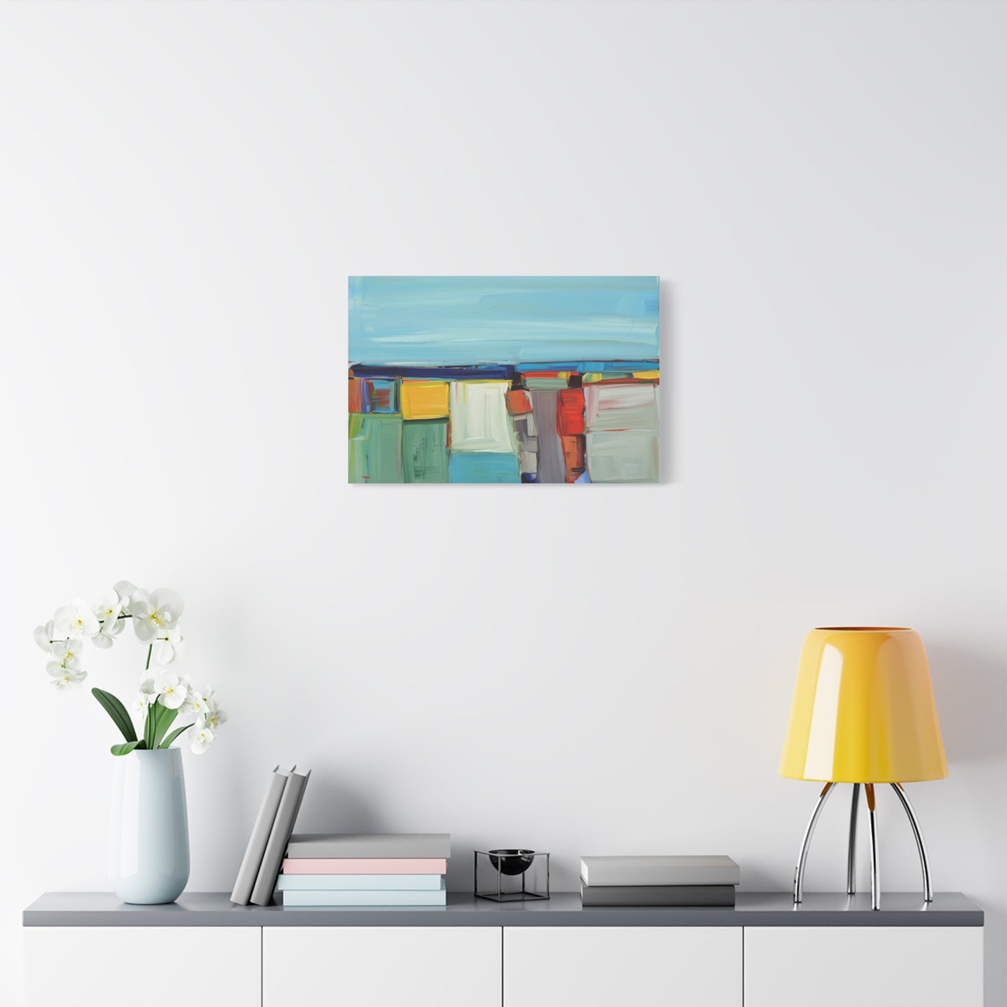 Abstract Coastal Landscape Canvas Print — Colorful Modern Seascape Wall Art