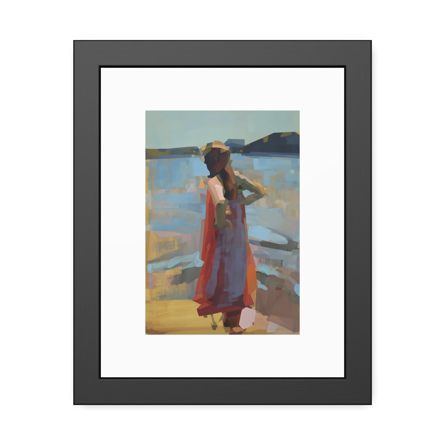Framed Art Print — Woman at the Shore Impressionist Poster