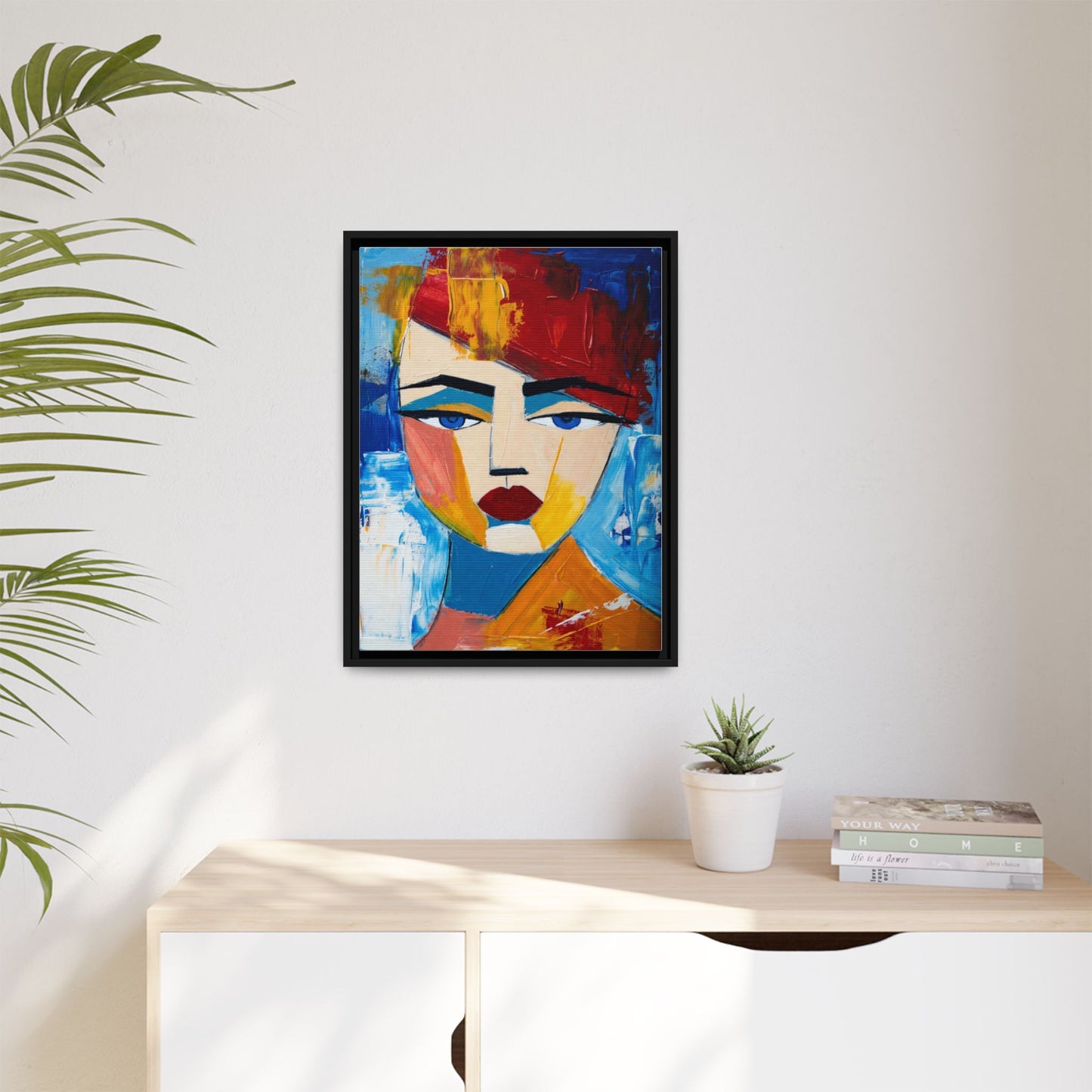 Abstract Colorful Portrait Framed Canvas Art