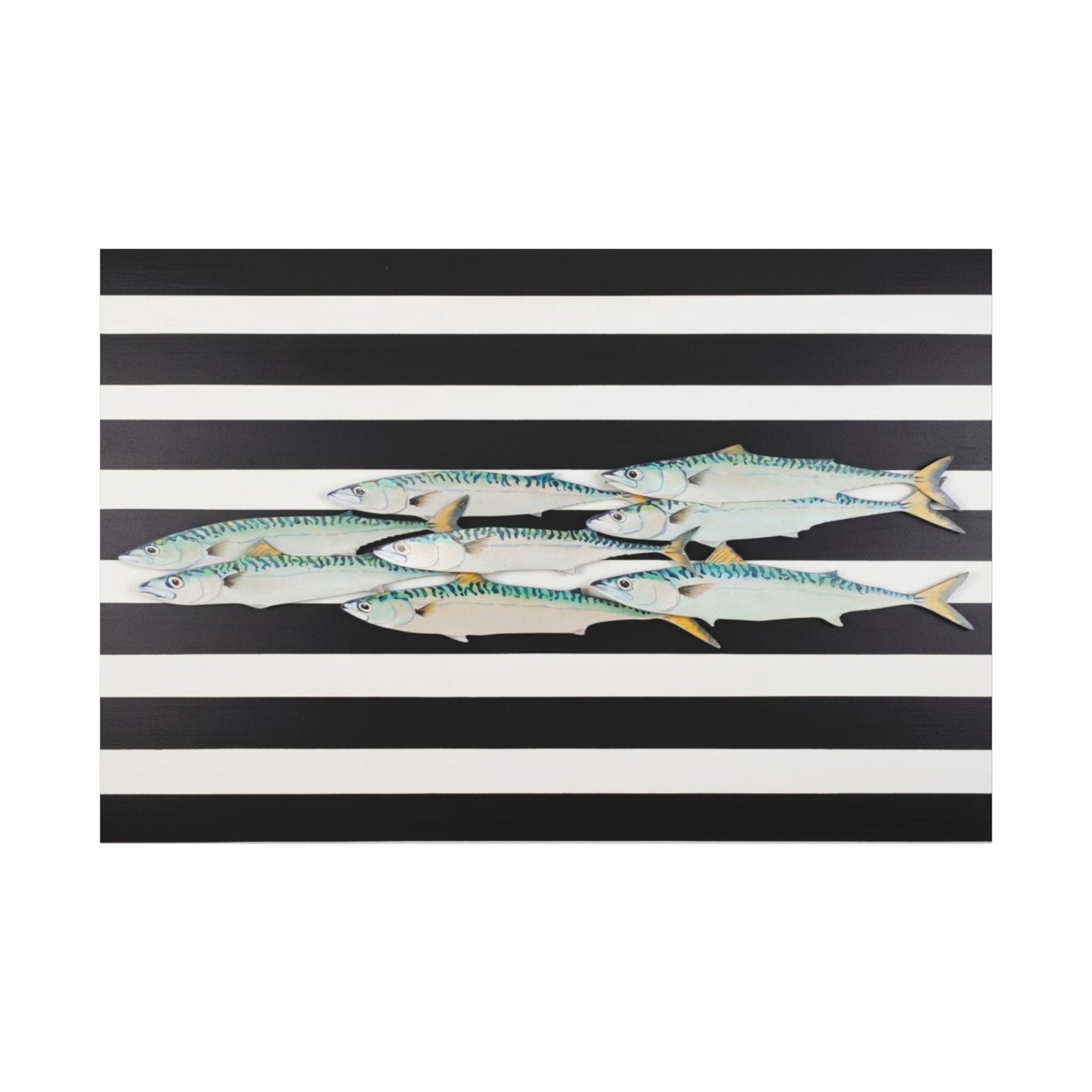 Striped Mackerel School Matte Canvas Print