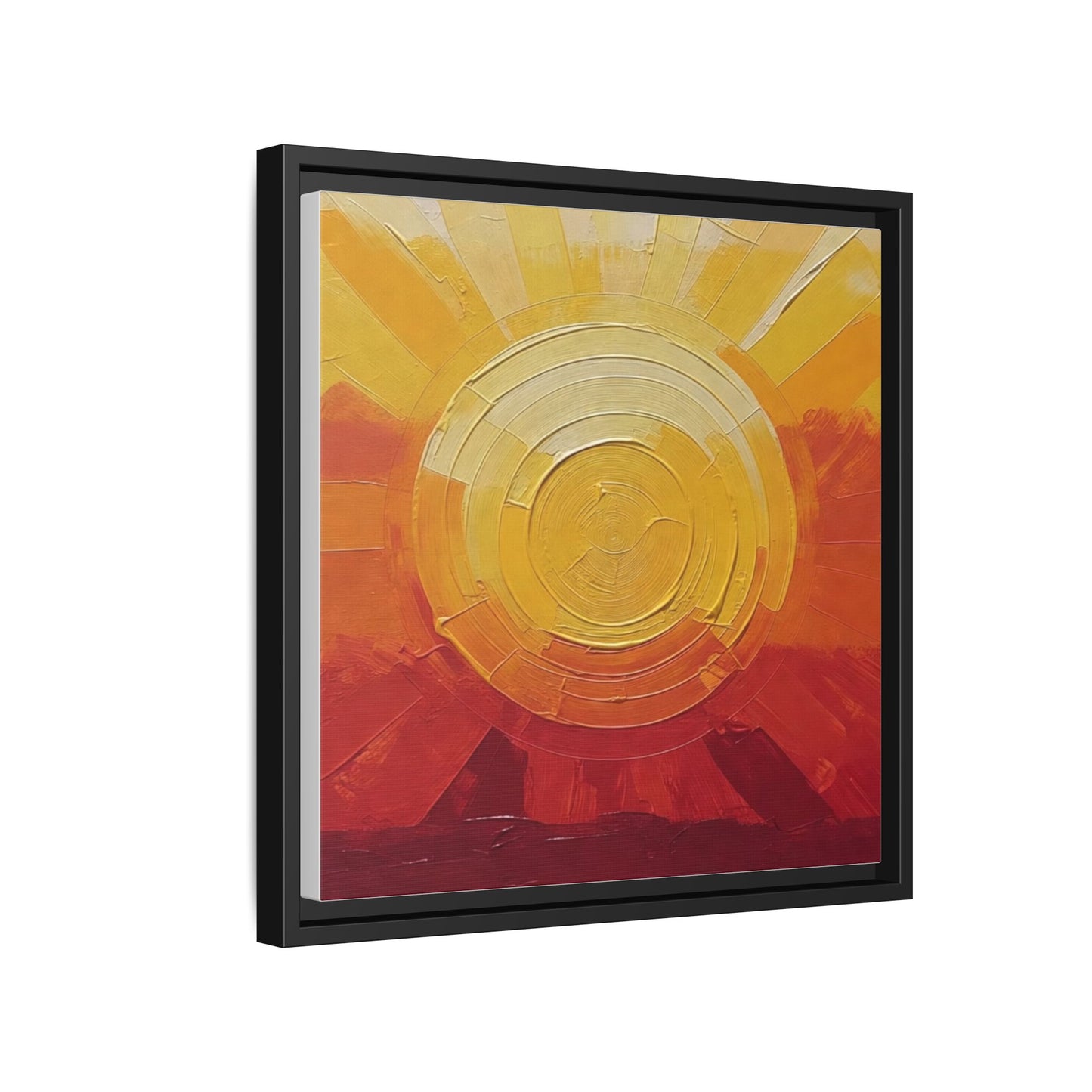 Sunburst Abstract Framed Canvas Art — Matte Multi‑Color Wall Print