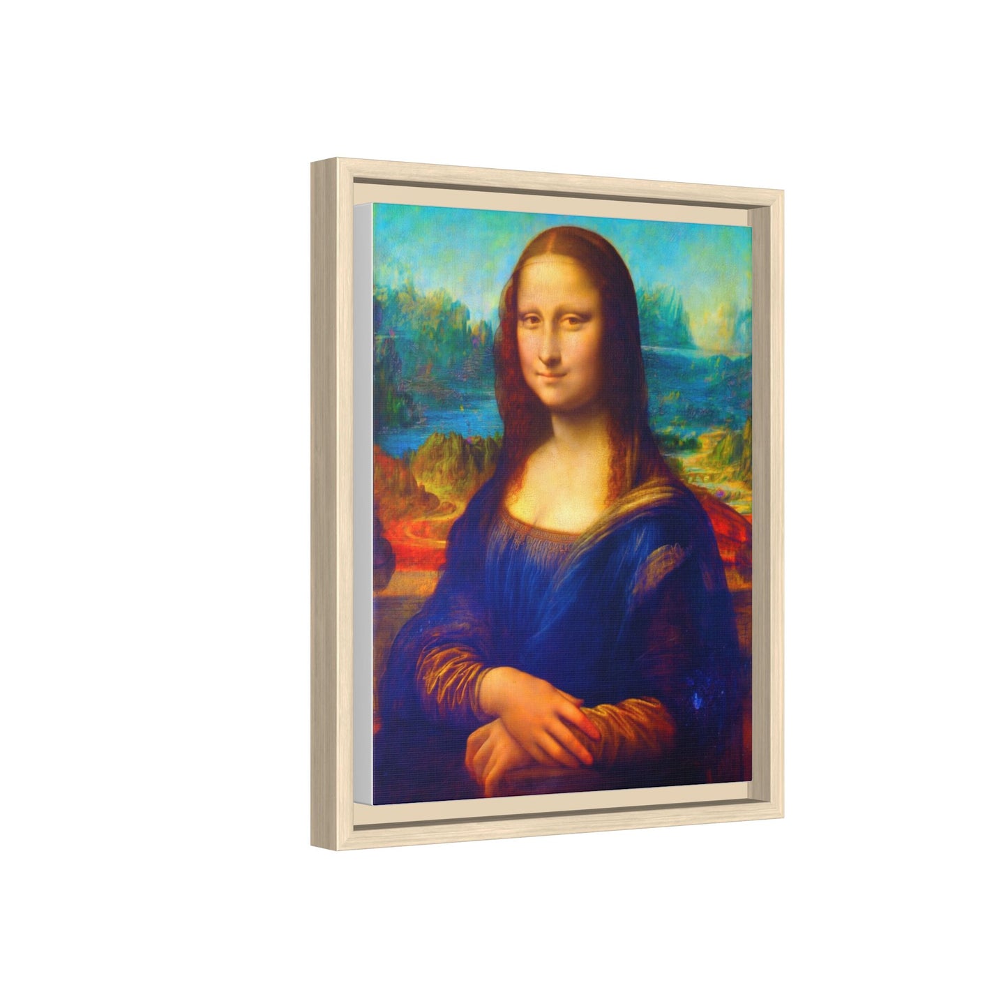 Framed Matte Canvas Print — Colorful Mona Lisa Wall Art