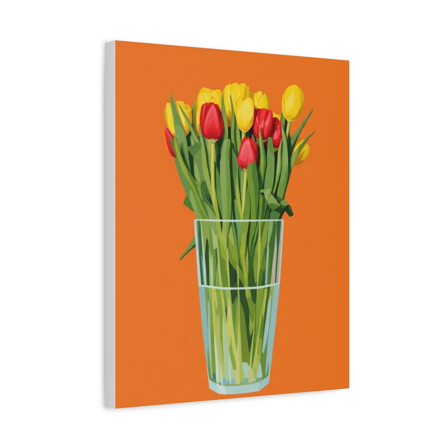 Tulip Bouquet Canvas Wall Art – Glass Vase on Orange