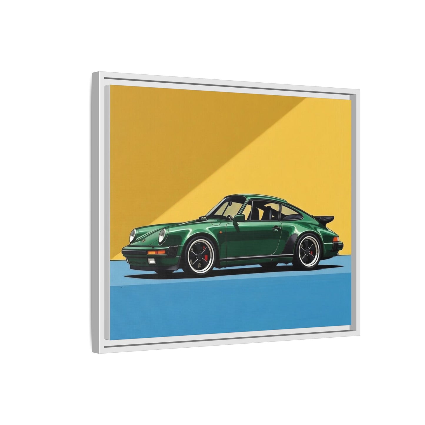 Framed Matte Canvas — Green Sports Car Wall Art