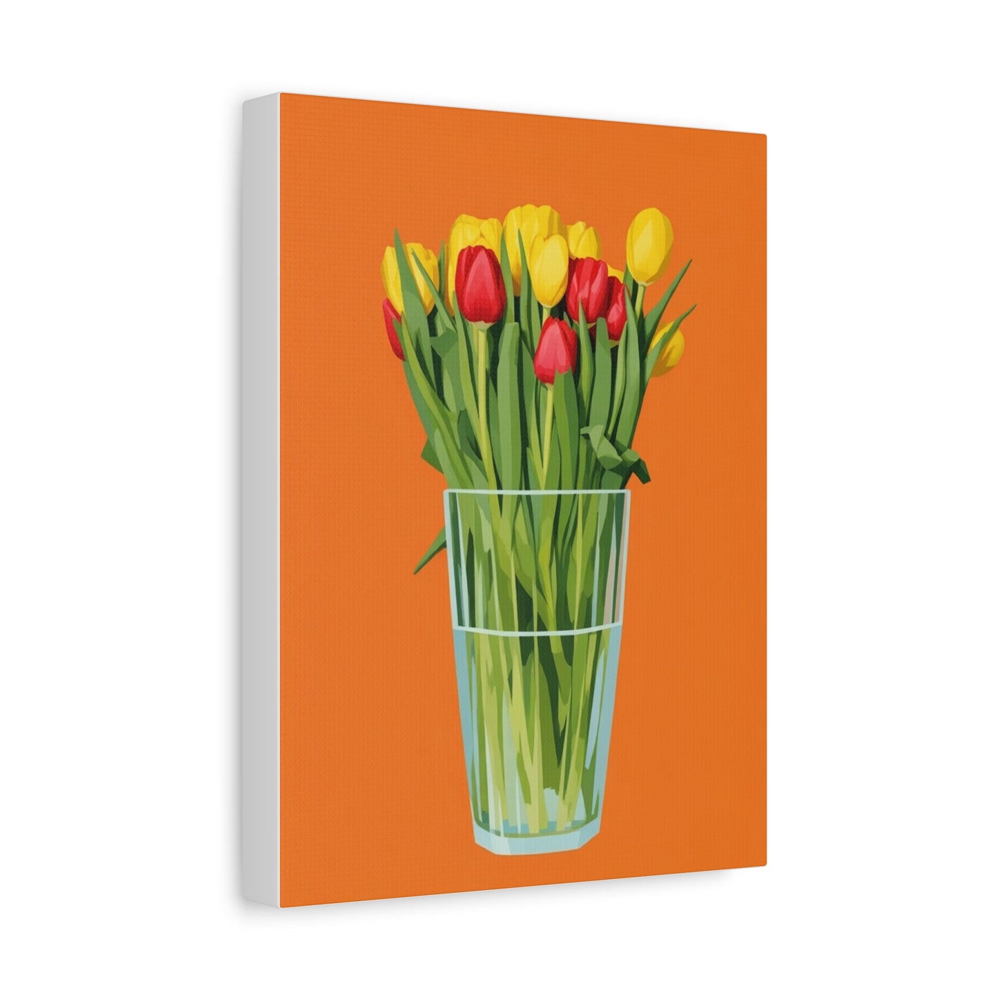 Tulip Bouquet Canvas Wall Art – Glass Vase on Orange