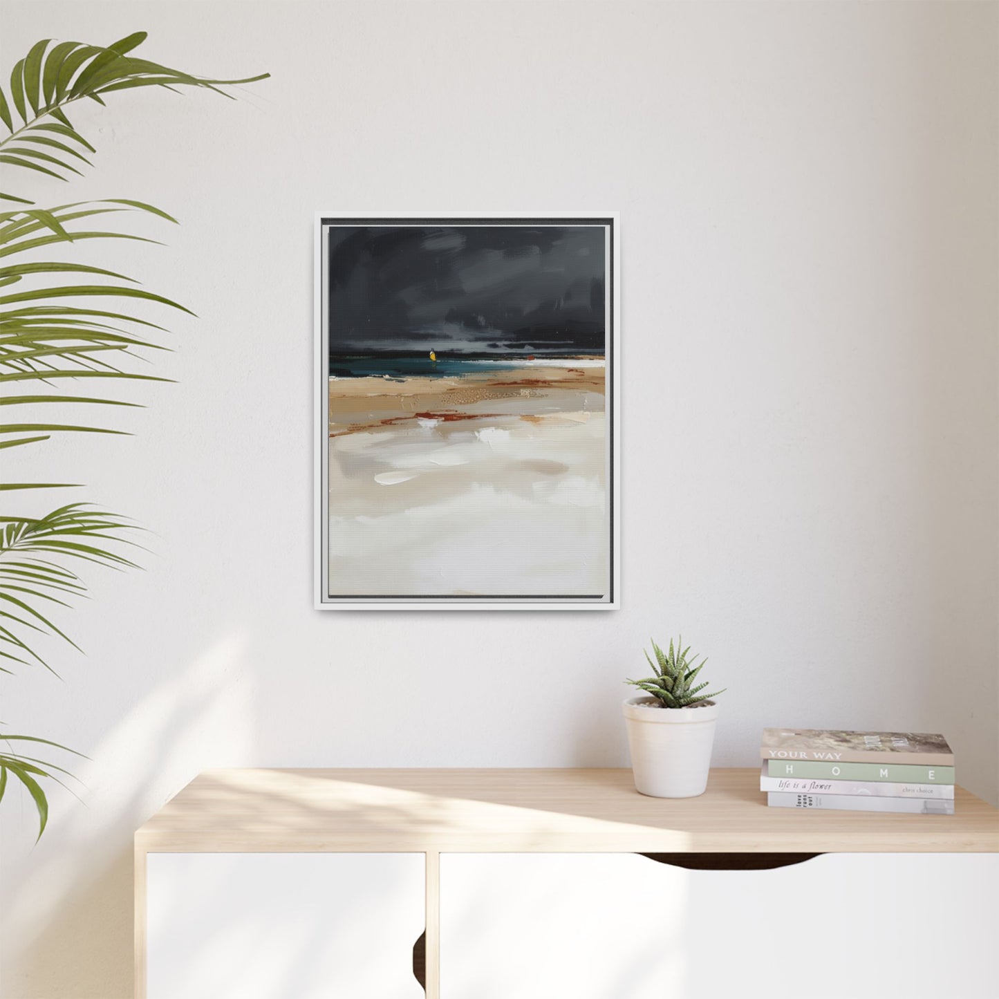 Framed Matte Canvas Beachscape Art Print — Coastal Abstract Wall Decor