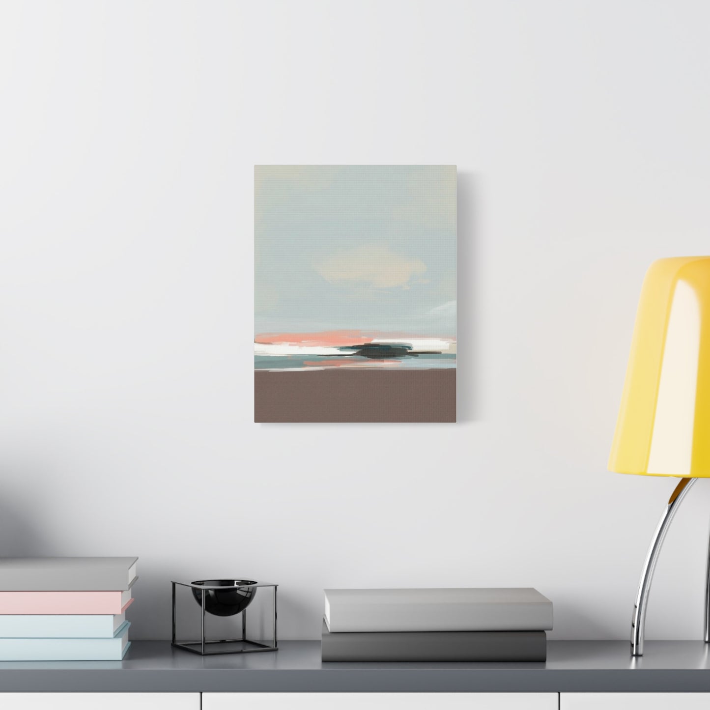Coastal Abstract Canvas Art – Soft Pastel Seascape Matte Stretched Canvas