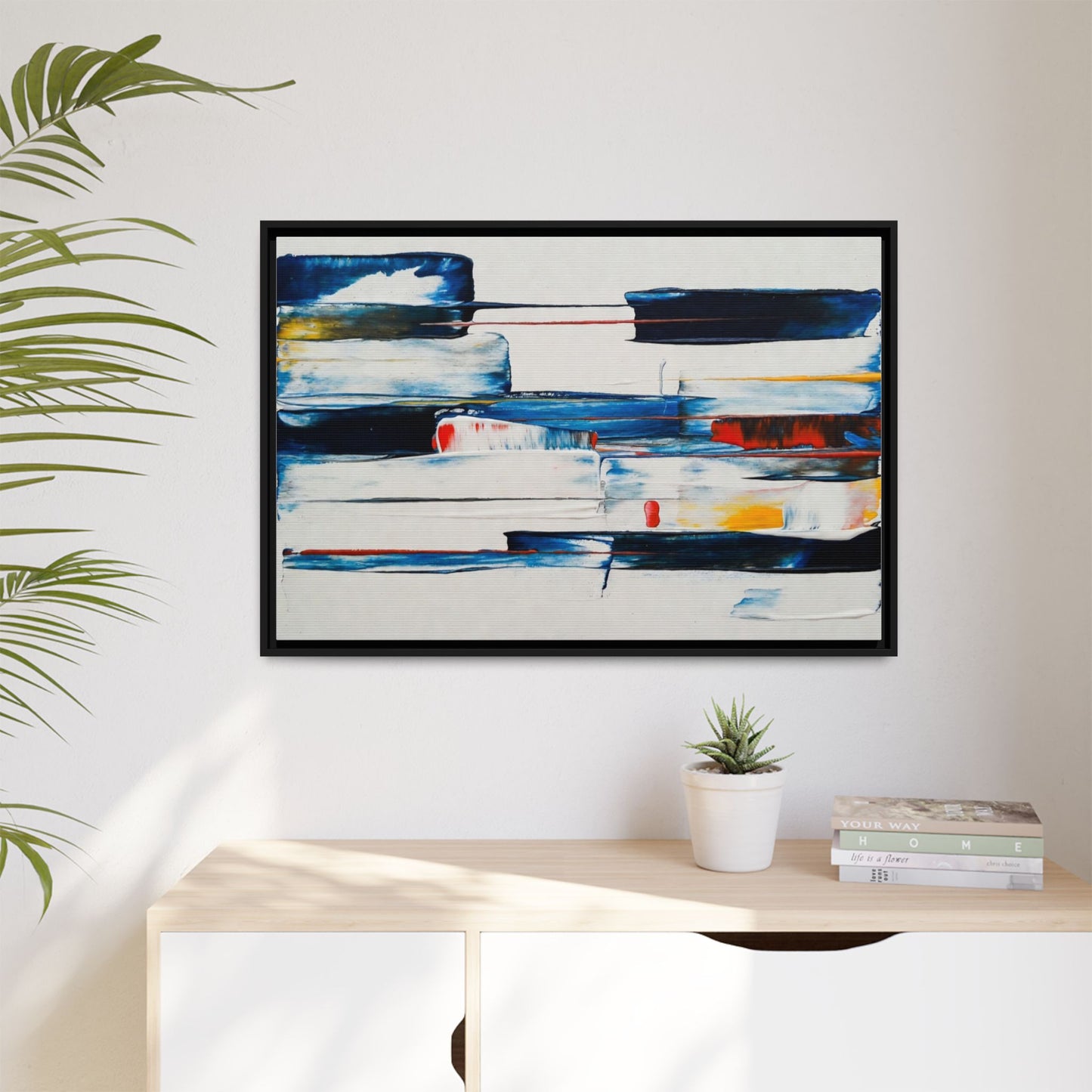 Abstract Coastal Brushstrokes Framed Canvas Print