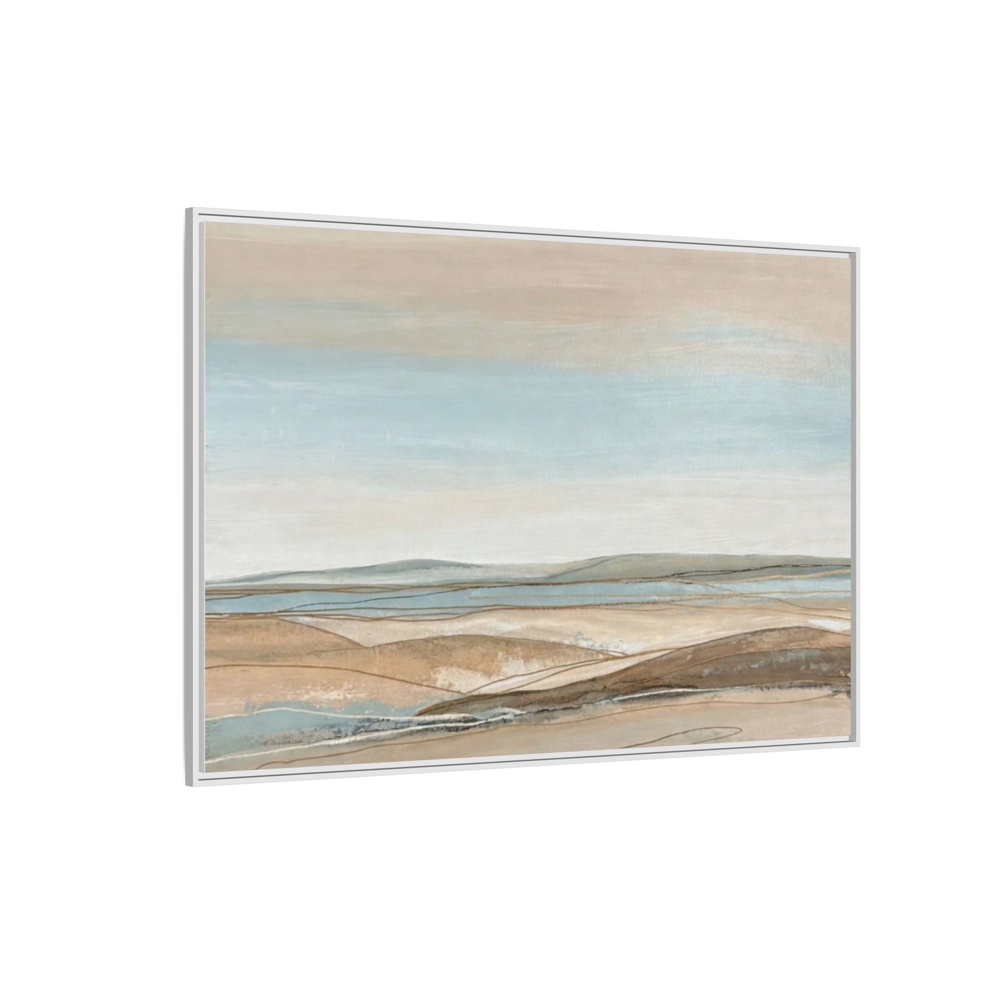 Framed Abstract Landscape Matte Canvas — Serene Coastal Horizon Wall Art